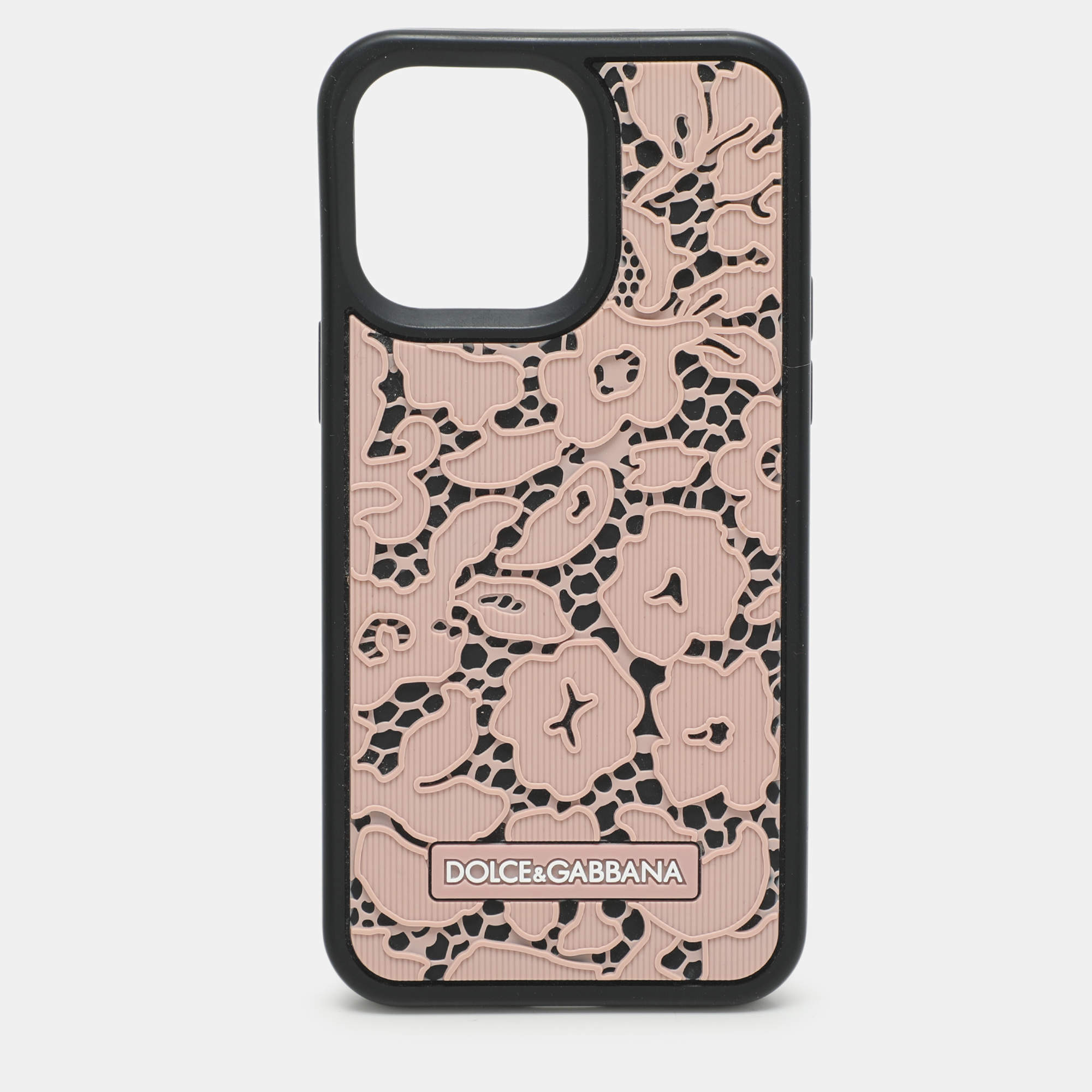 Dolce & Gabbana Pink/Black Lace Rubber iPhone 14 Pro Max Cover 