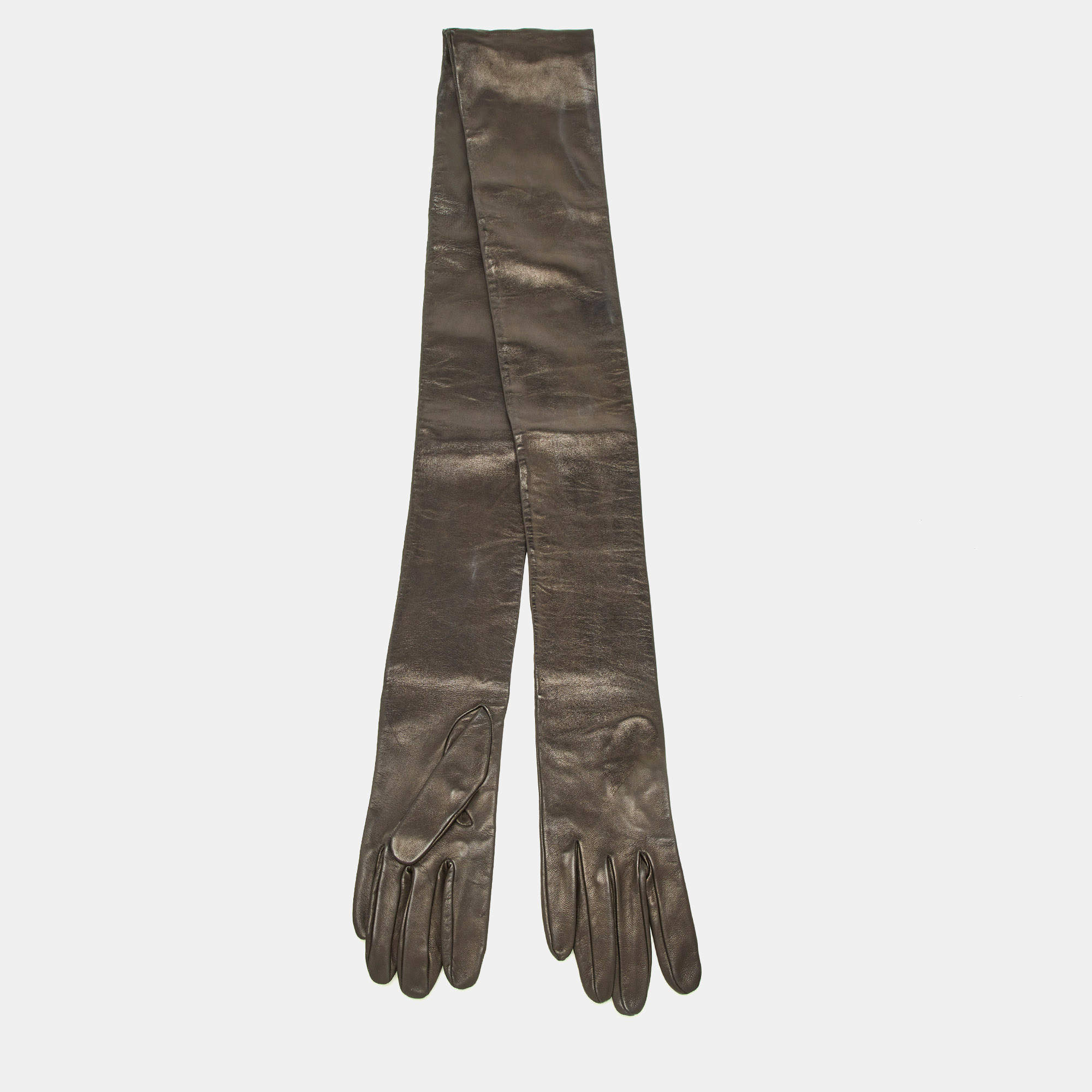 Pre Owned Dolce & Gabbana Black Leather Glove Hem Bandeau Scarf