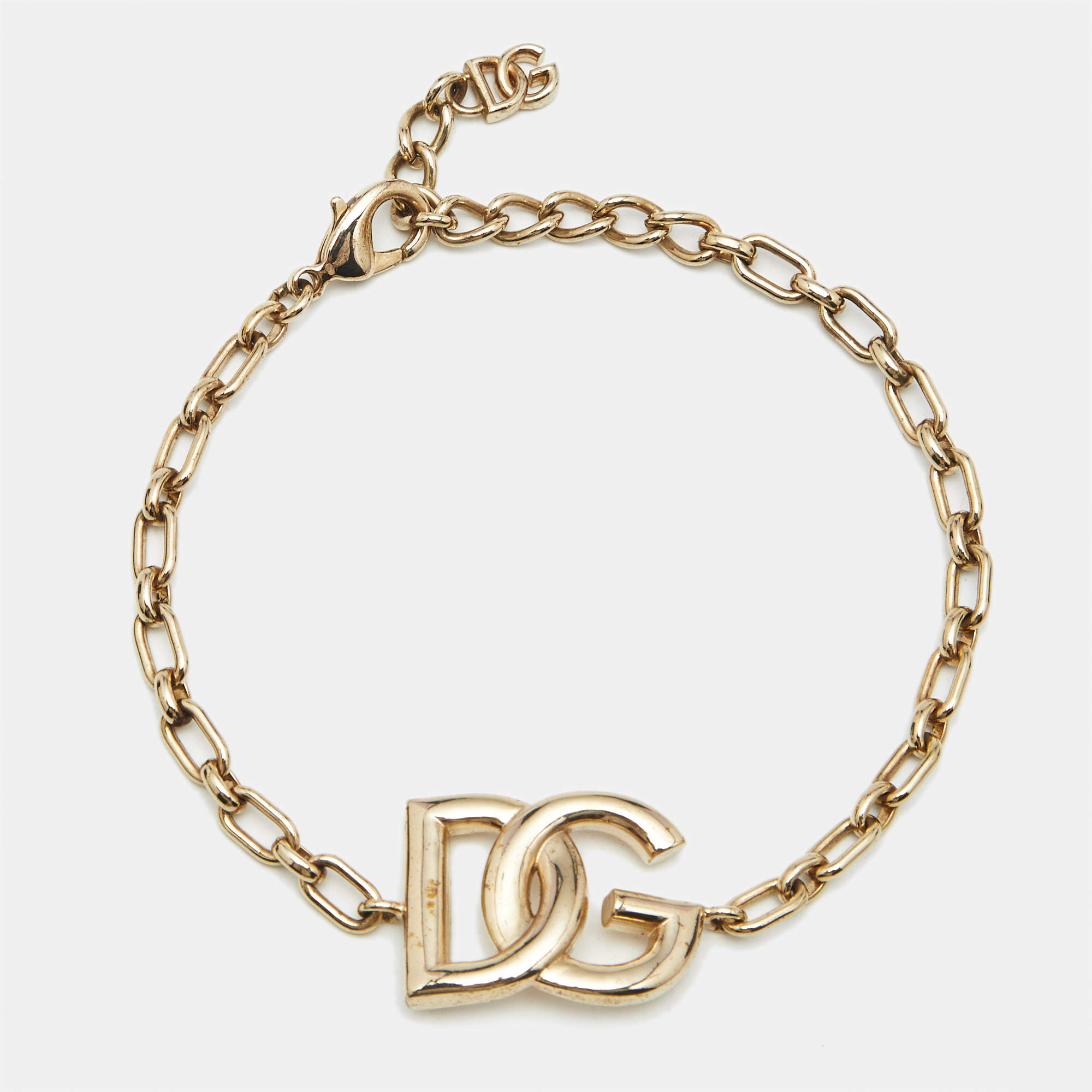 Pre Owned Dolce & Gabbana  DG Gold Tone Bracelet