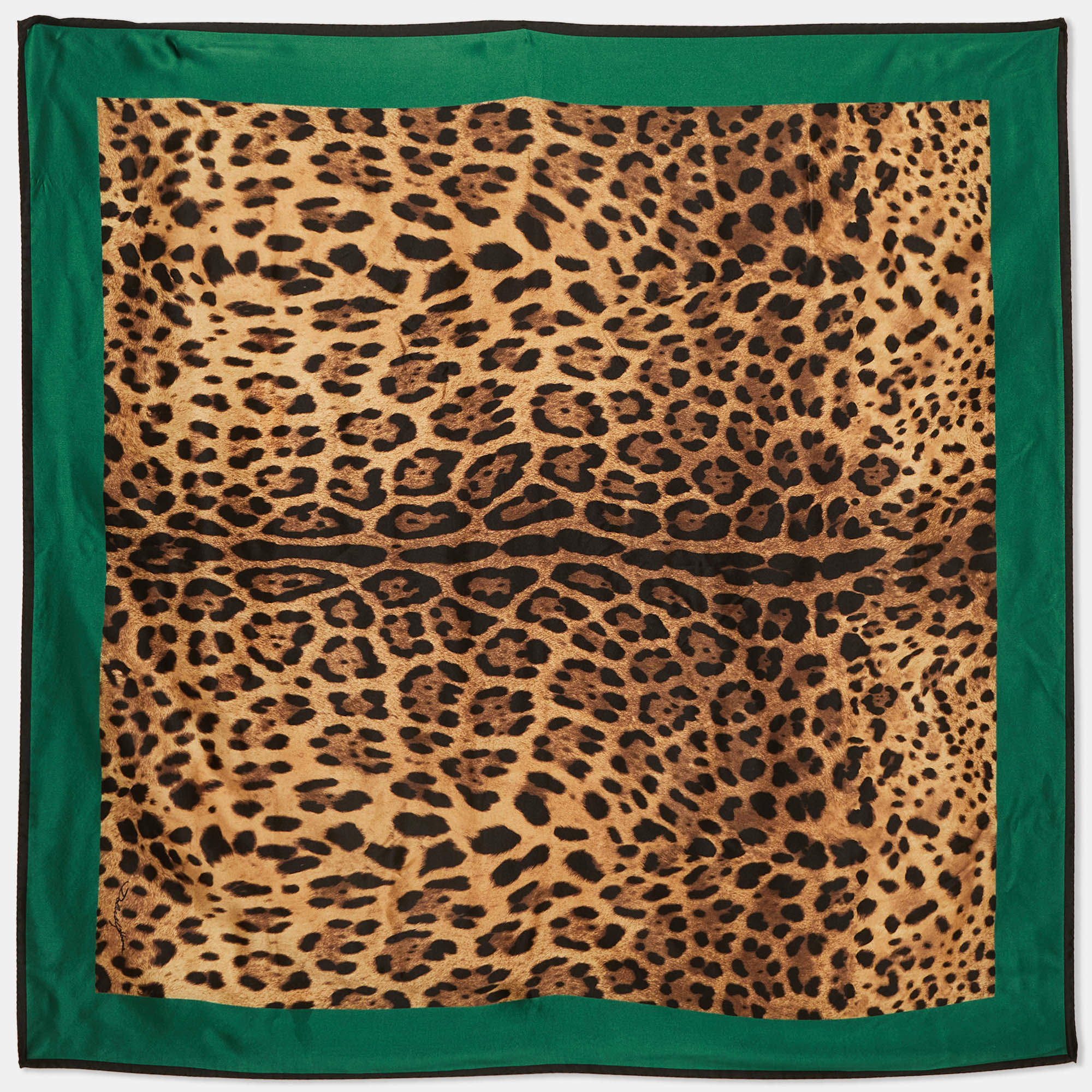 Pre Owned Dolce & Gabbana Multicolor Leopard Print Silk Square Scarf