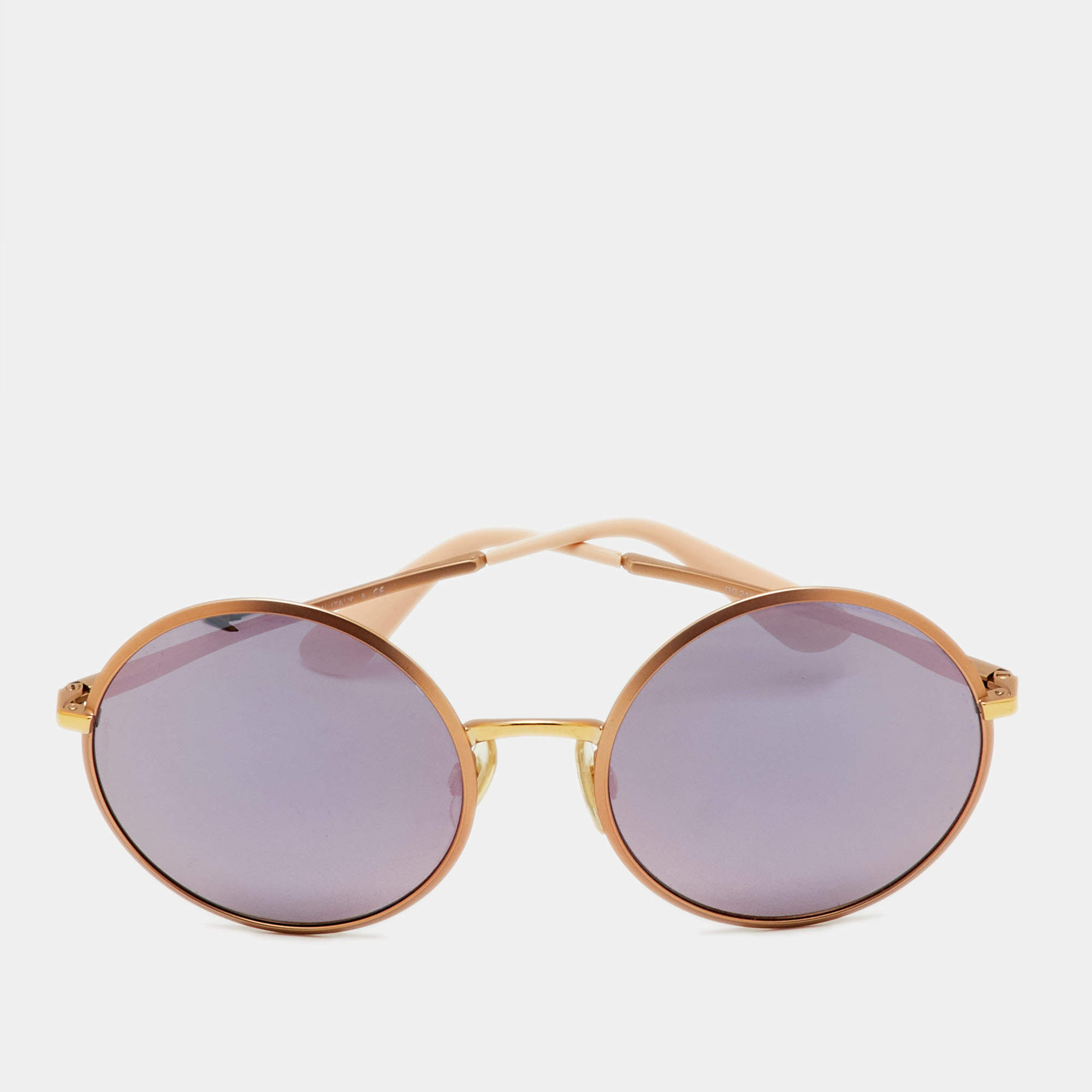 Pre Owned Dolce & Gabbana Peach/Black Mirrored DG2155 Round Sunglasses