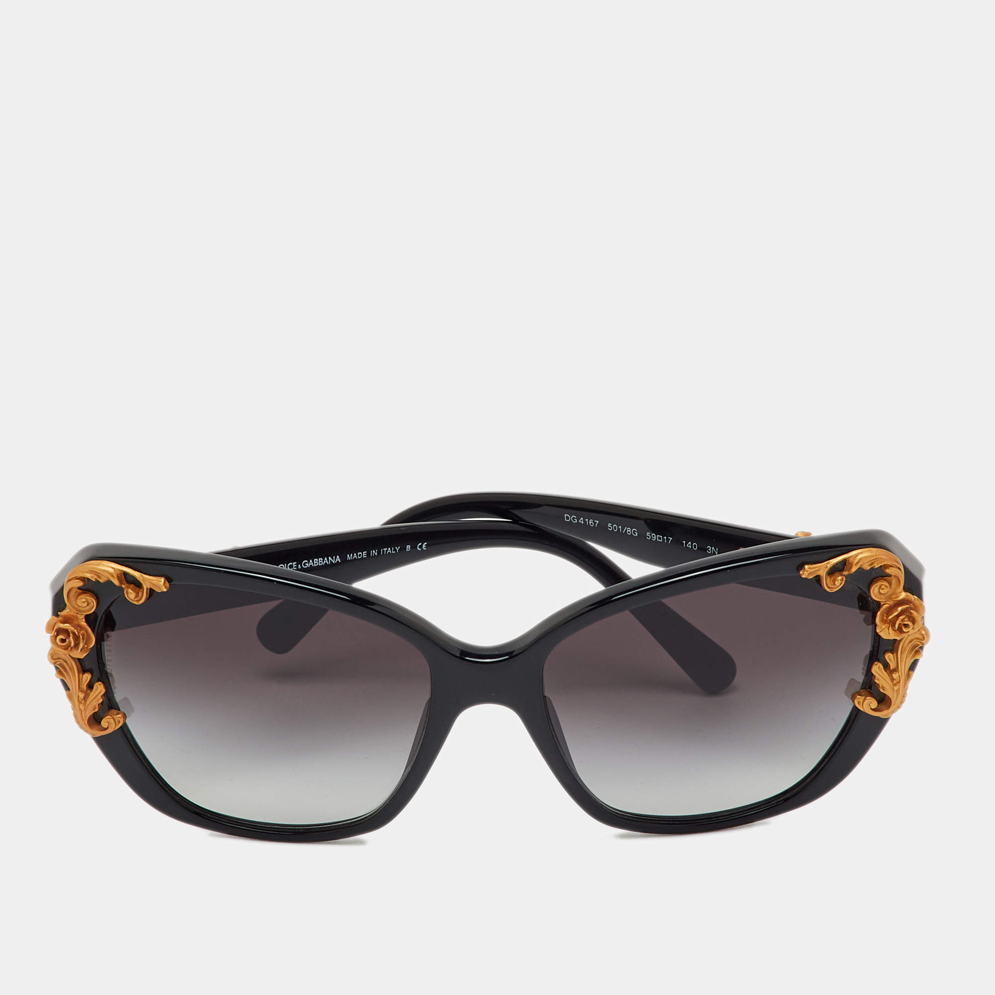Pre Owned Dolce & Gabbana Black Gradient DG4167 Sicilian Baroque Sunglasses 
