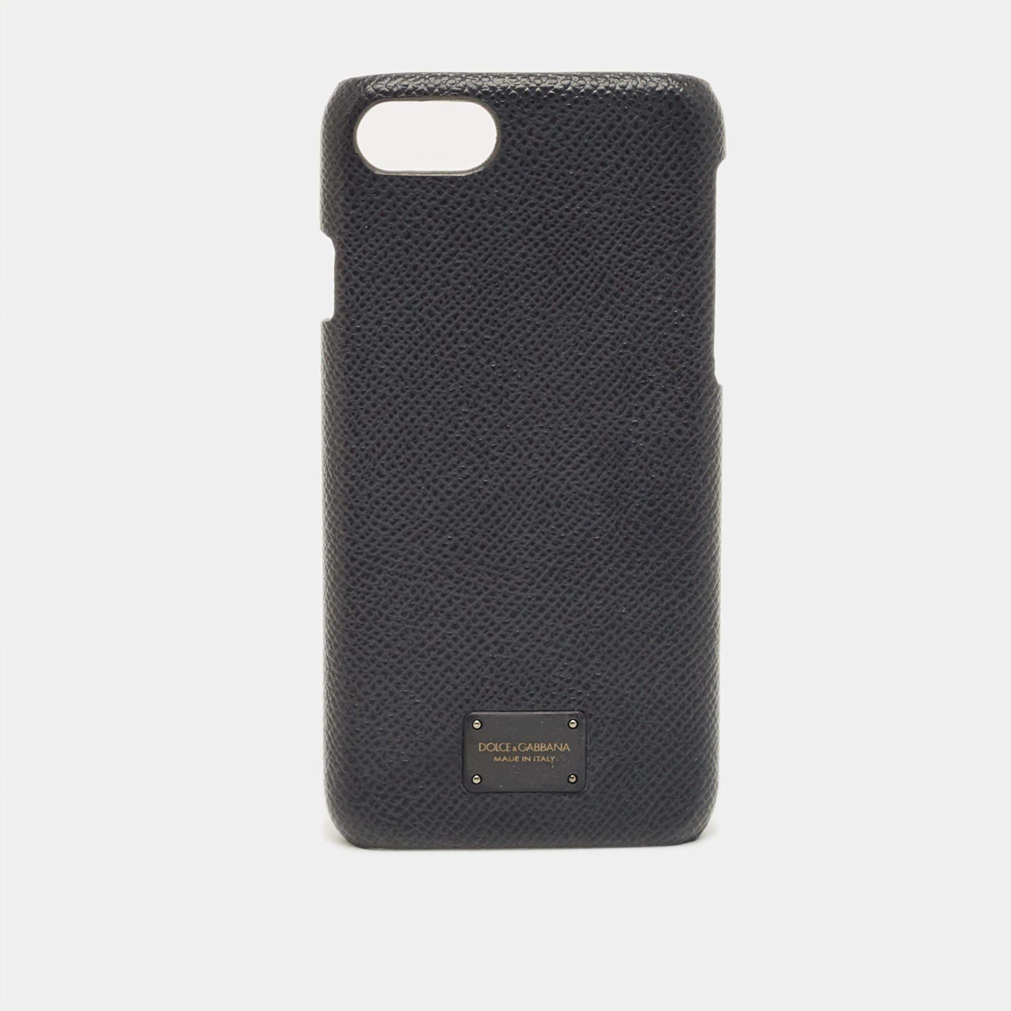 Pre Owned Dolce & Gabbana Black Leather iPhone 7 Case