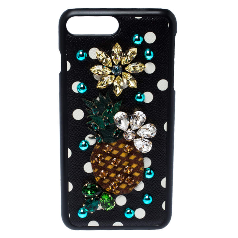 Pre Owned Dolce & Gabbana Multicolor Jewel Embellished Leather iPhone Cover