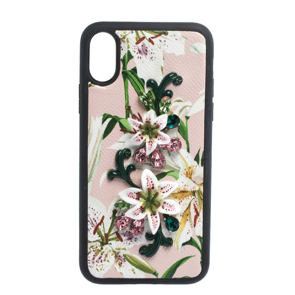 مملوكة مسبقًا Dolce & Gabbana Multicolor Floral Print Leather Embellished iPhone X Case
