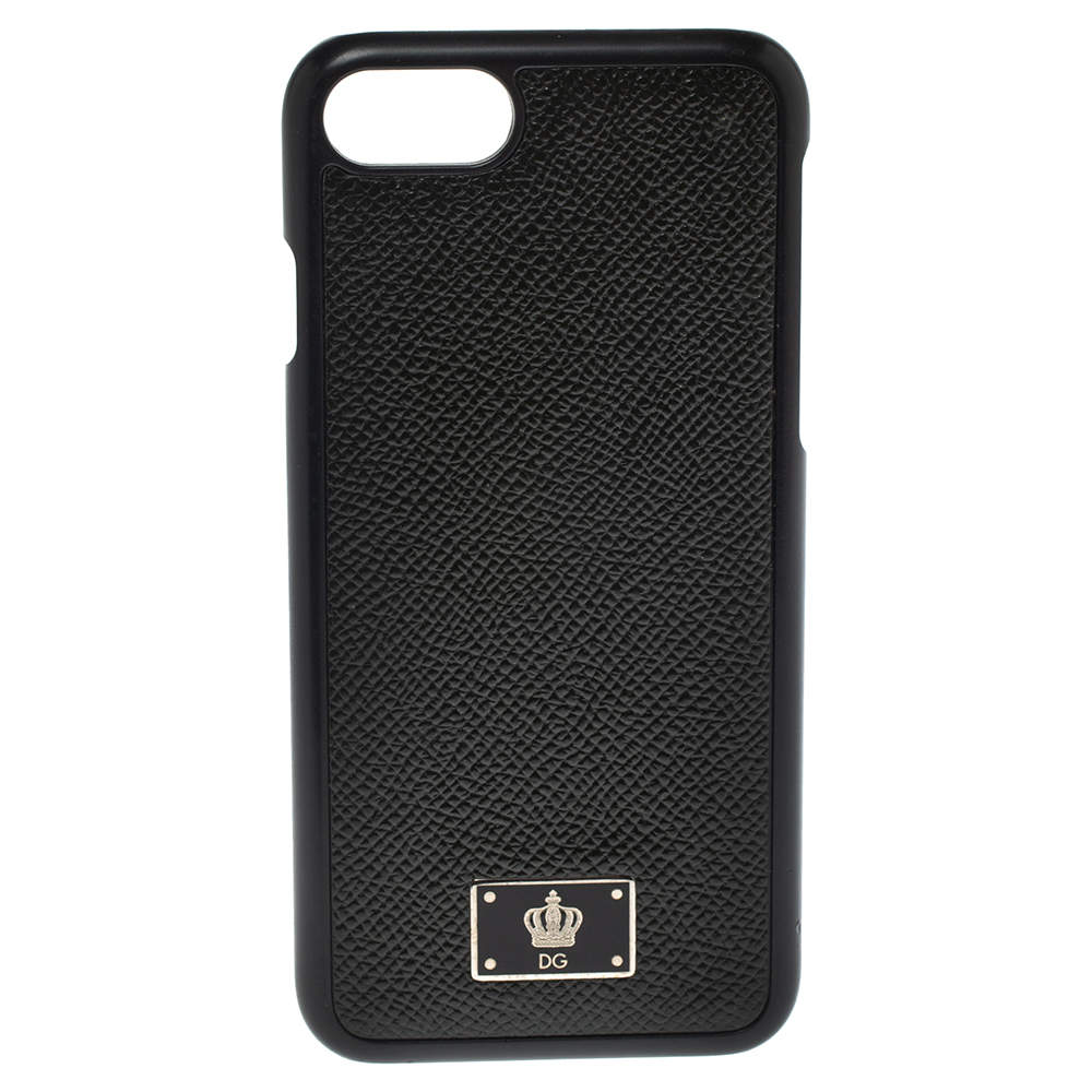 Pre Owned Dolce & Gabbana Black Leather iPhone 7 Cover