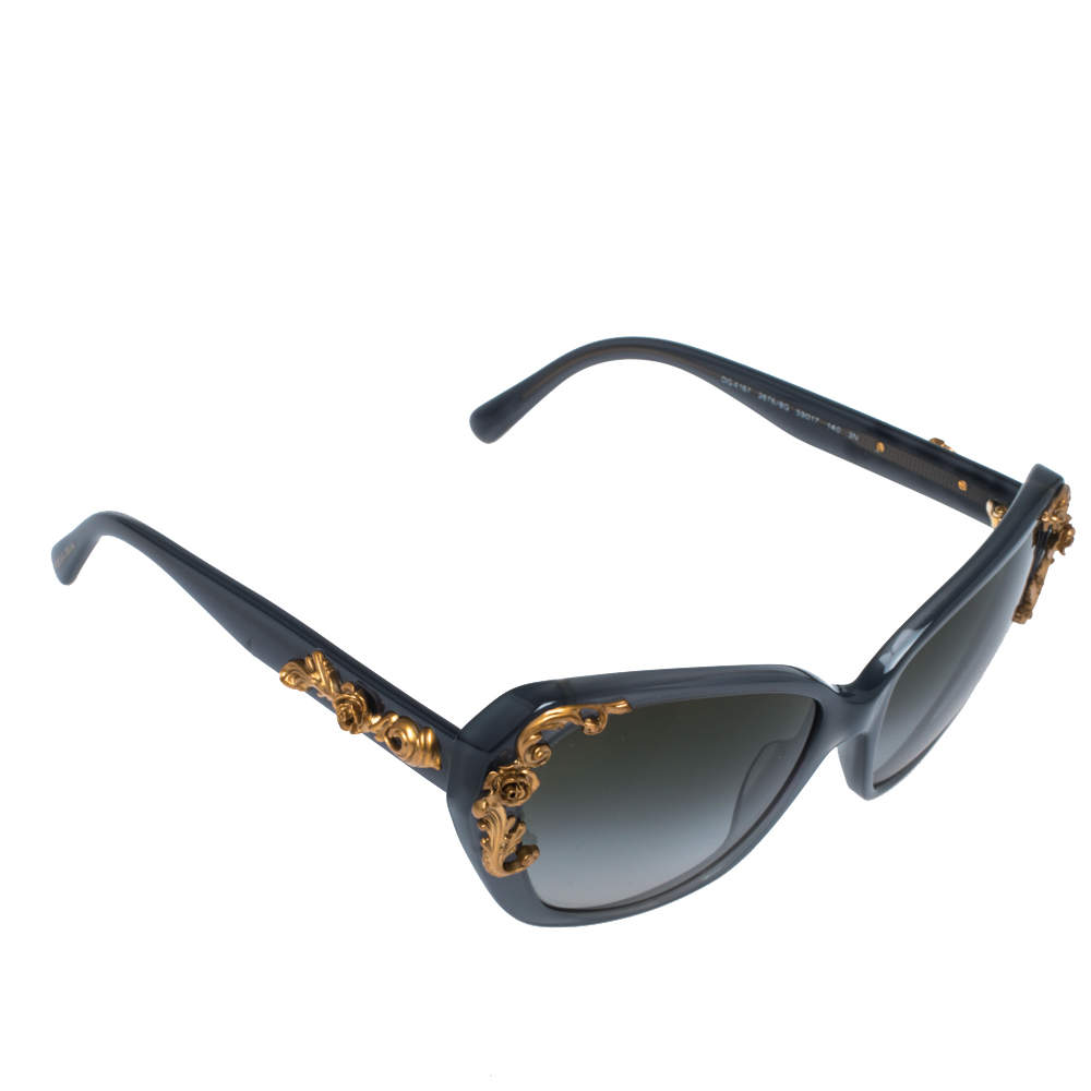 Pre Owned Dolce & Gabbana Grey/ Green Gradient DG4167 Sicilian Baroque Sunglasses