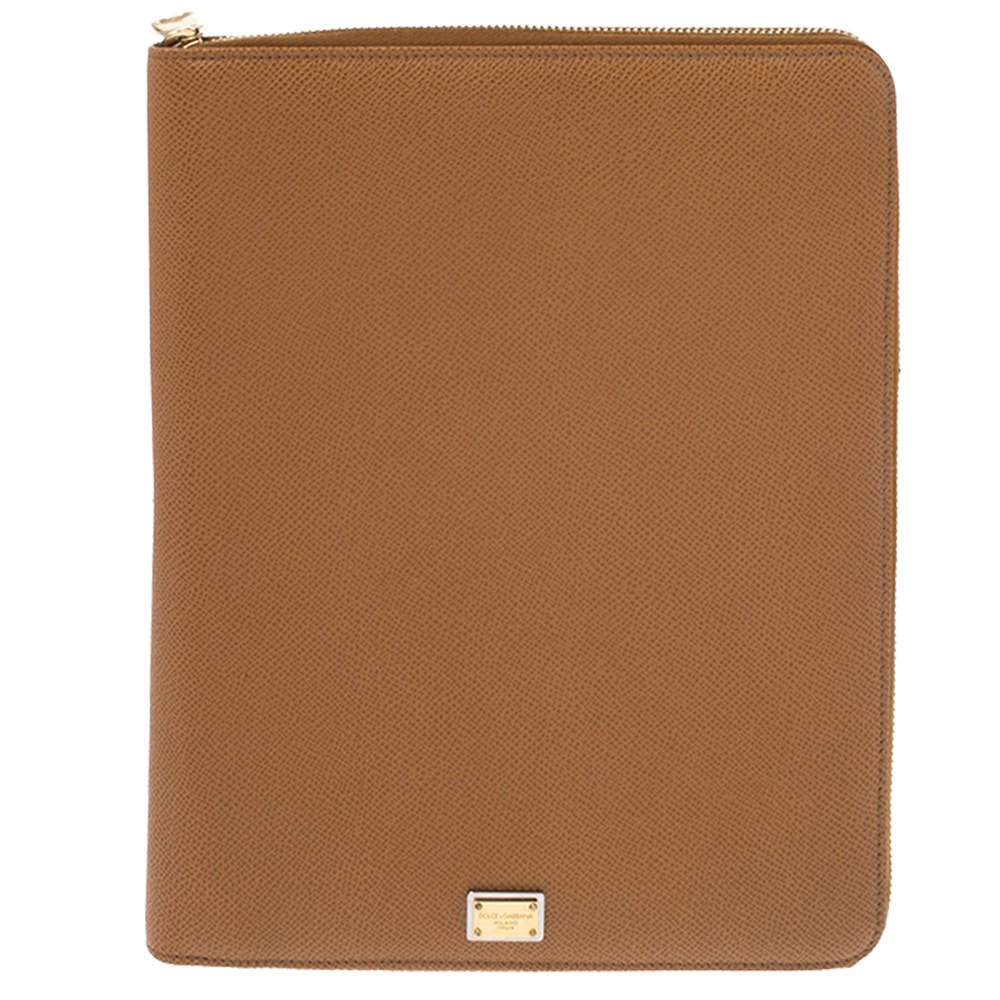 Pre Owned Dolce & Gabbana Tan Leather Agenda Organizer