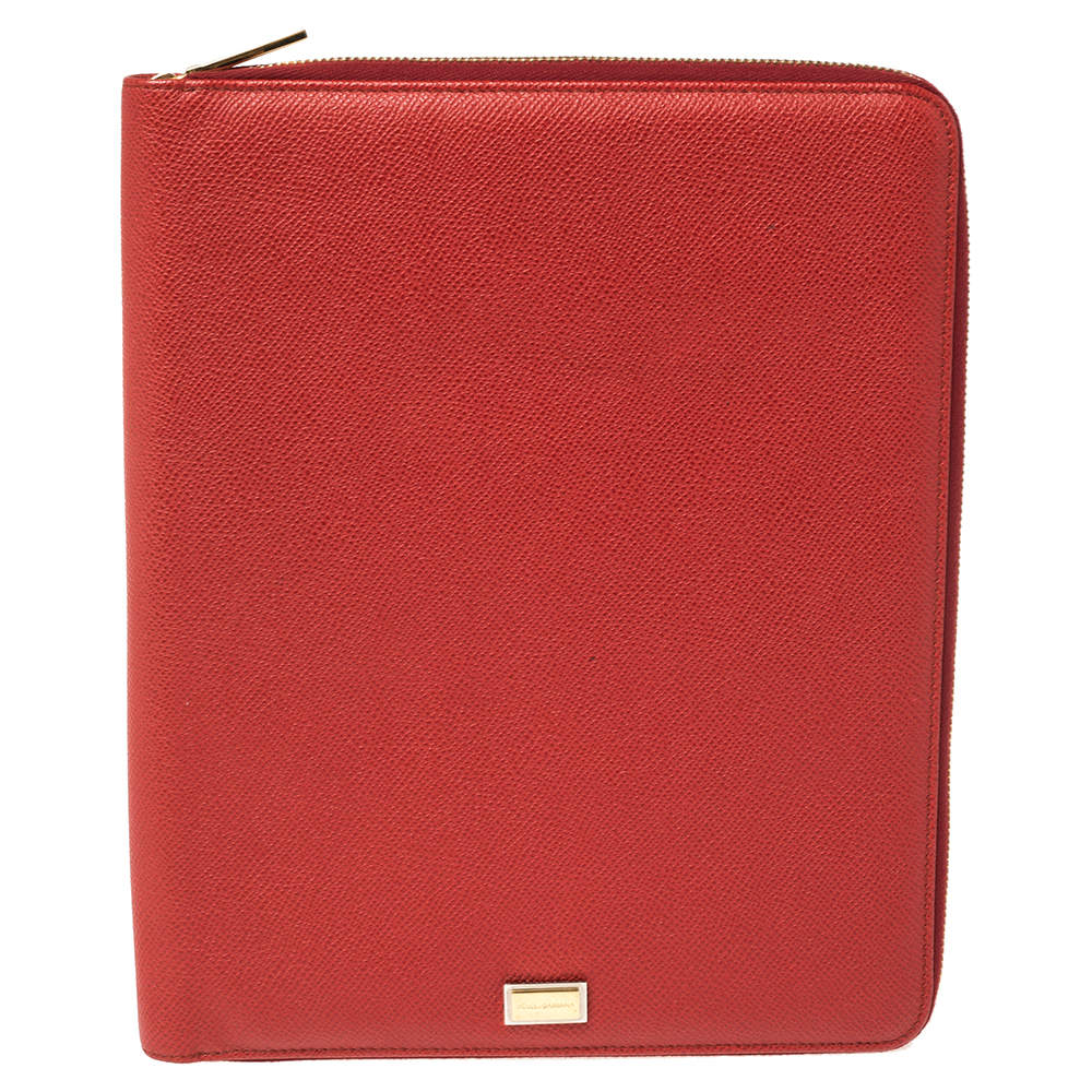 Pre Owned Dolce & Gabbana Red Leather Agenda Organizer