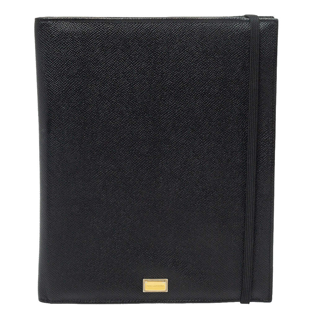 Pre Owned Dolce & Gabbana Black Leather Ipad Case