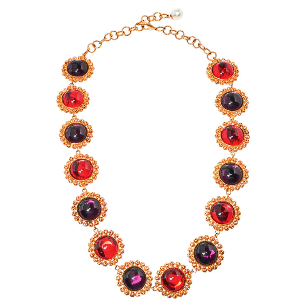 مملوكة مسبقًا Dolce & Gabbana Red Crystal Embellished Necklace