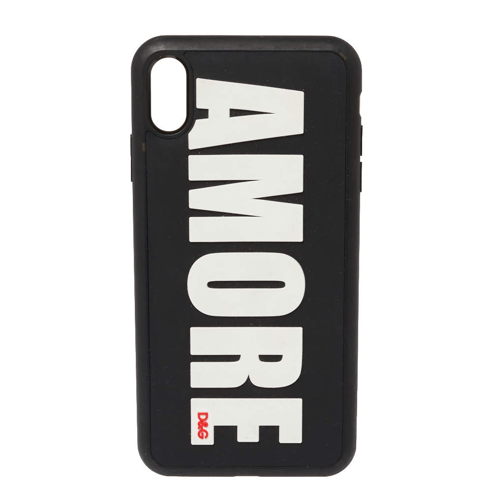 Pre Owned Dolce & Gabbana Black Amore Embossed PVC iPhone XS Max Case