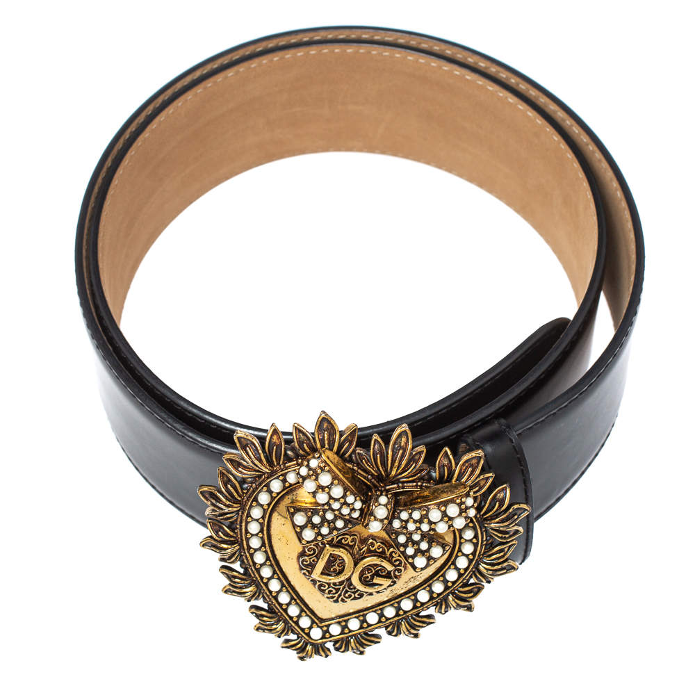 Dolce & Gabbana Devotion Buckle Belt Embellished Heart Luxury