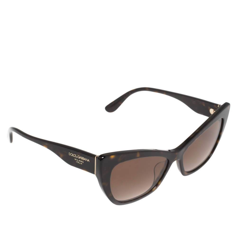 Pre Owned Dolce & Gabbana Dark Havana/Brown Gradient DG-4370 Cat Eye Sunglasses