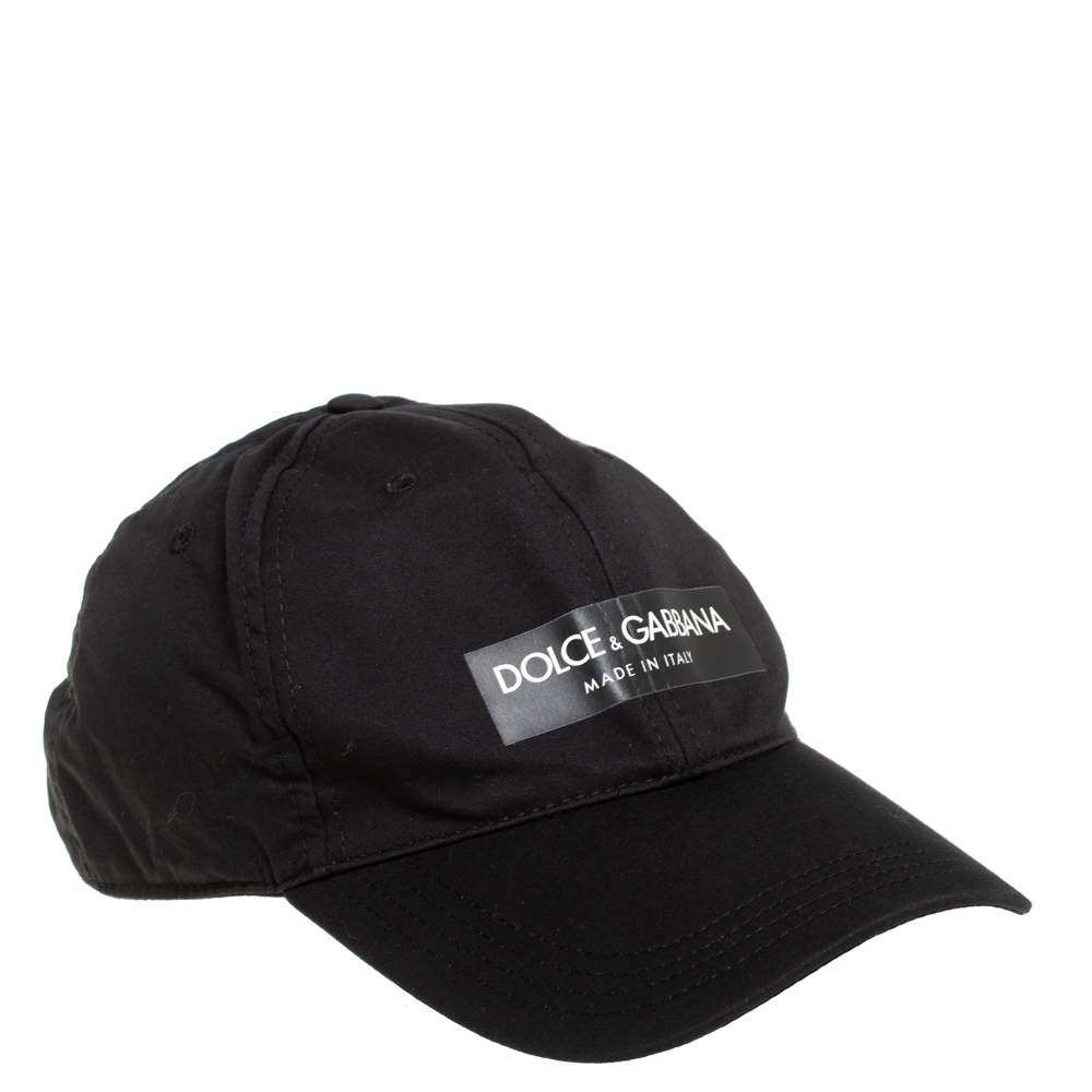 Pre Owned Dolce & Gabbana Black Canvas Logo Detail Baseball Cap L