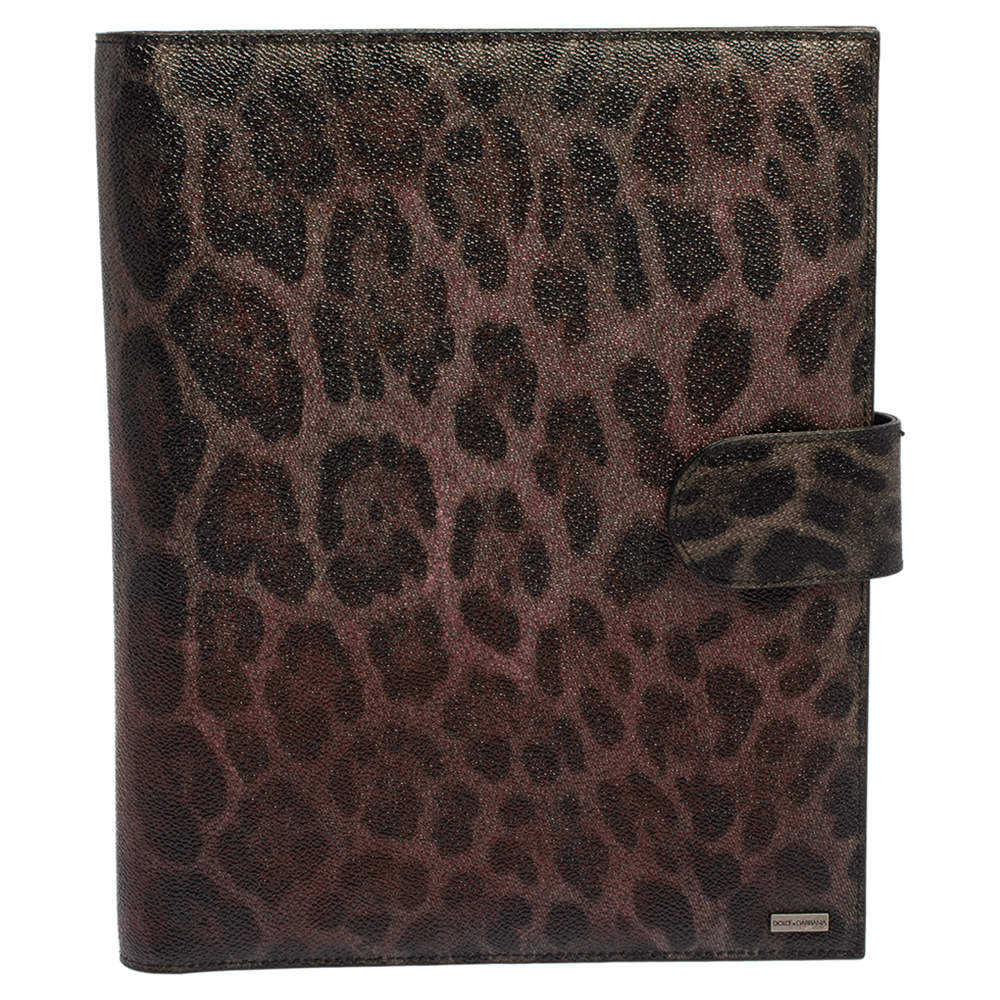 Pre Owned Dolce & Gabbana Multicolor Leopard Print Leather Tablet 2 Case