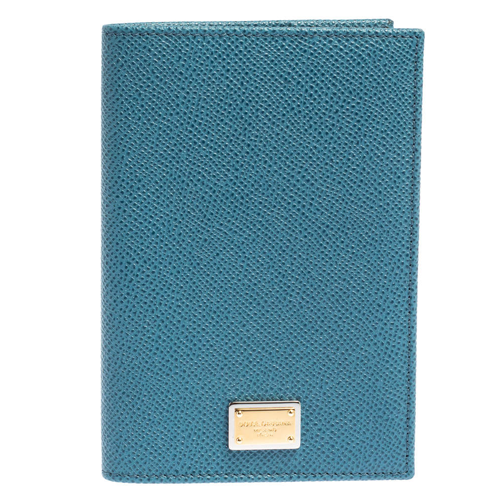 Pre Owned Dolce & Gabbana Blue Leather Passport Holder