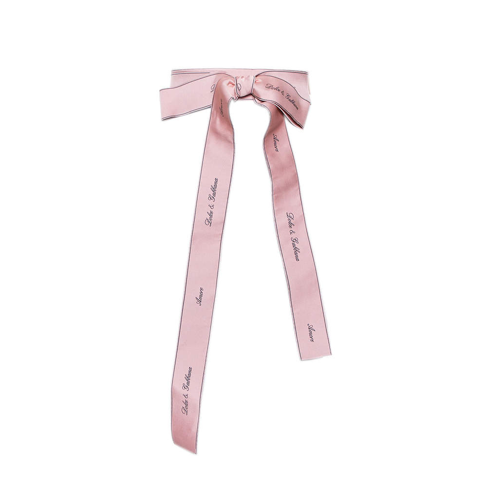 Pre Owned Dolce & Gabbana Pink Satin Amore Bow Belt S