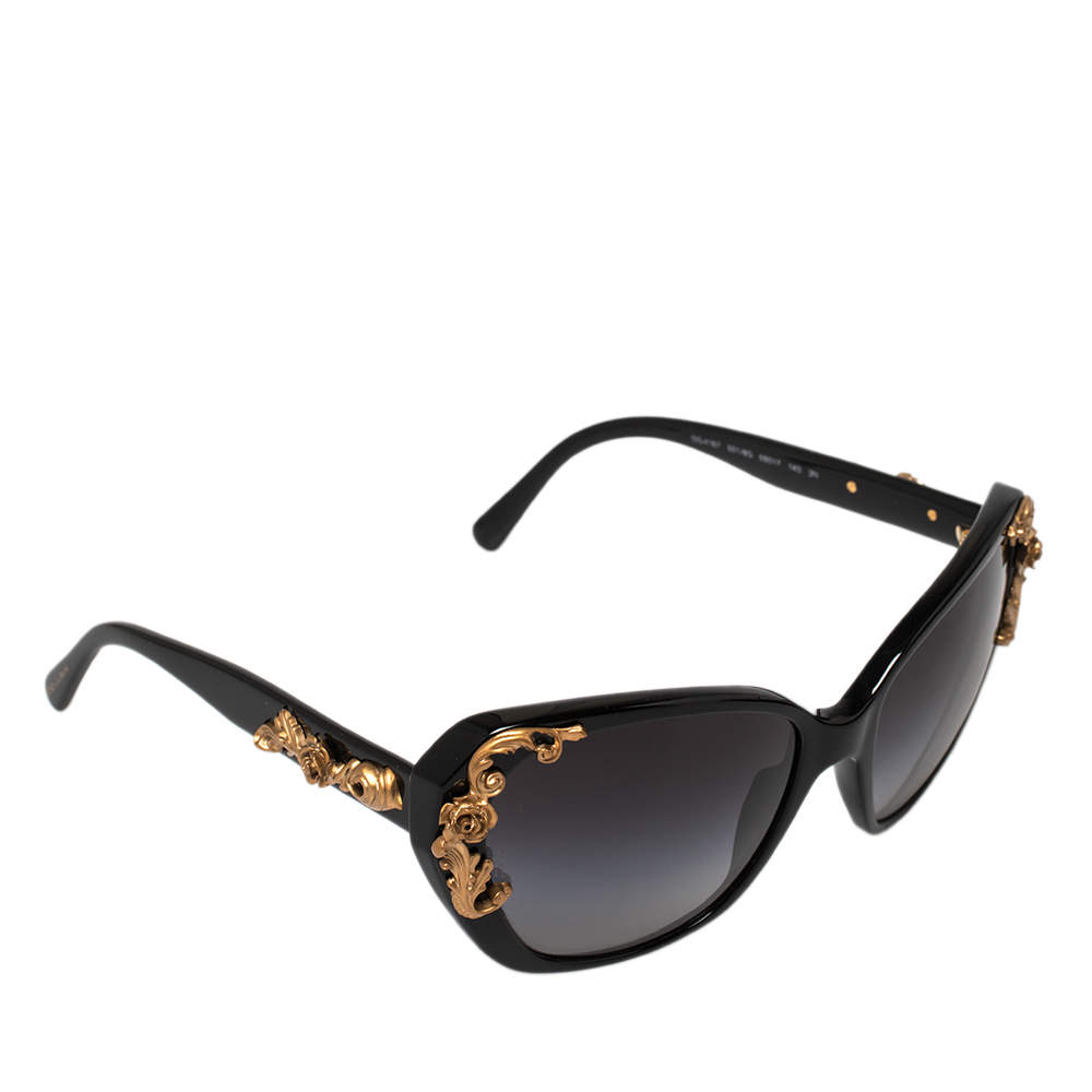 مملوكة مسبقًا Dolce & Gabbana Black Acetate DG4167 Sicilian Baroque Gradient Sunglasses