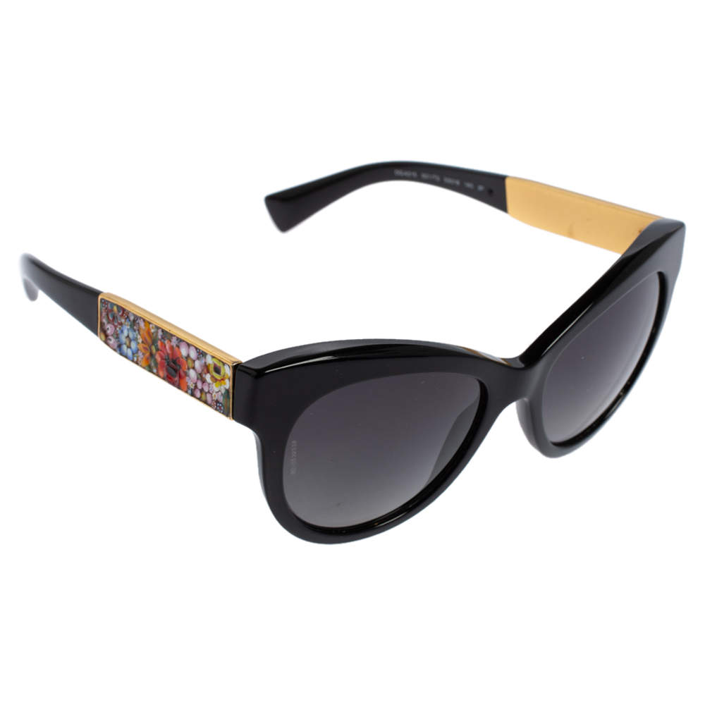 مملوكة مسبقًا Dolce & Gabbana Black Acetate DG 4215 Polarized Cat Eye Sunglasses