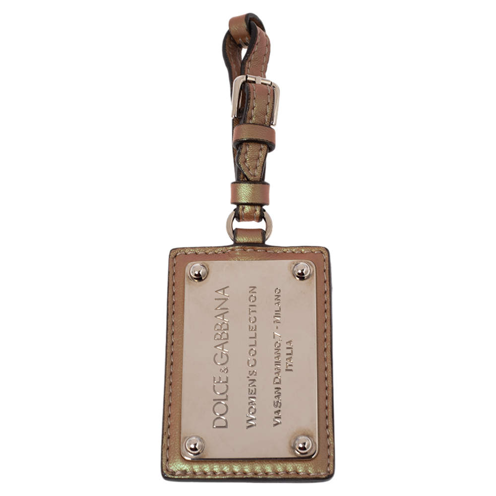 Pre Owned Dolce & Gabbana Multicolor Iridescent Leather Luggage Tag