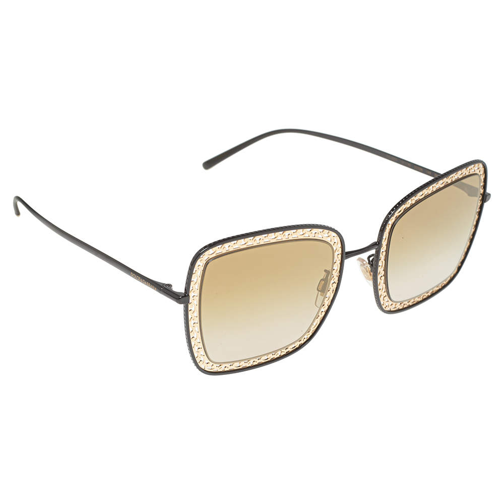 Dolce & Gabbana Gold/Black Tone Metal DG2225 Devotion Collection Gradient Sunglasses
