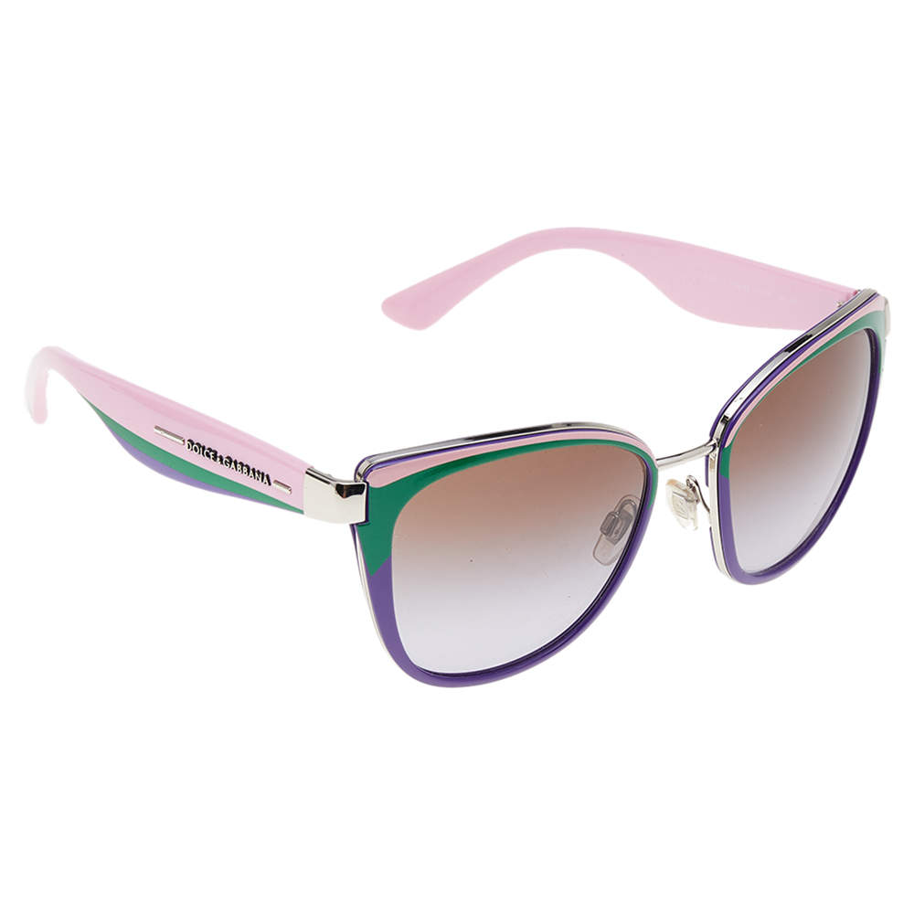 مملوكة مسبقًا Dolce & Gabbana Colorblock / Brown Gradient DG2107 Oversized Sunglasses