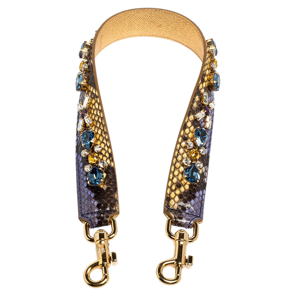 Pre Owned Dolce & Gabbana Multicolor Python Embellished Shoulder Bag Strap
