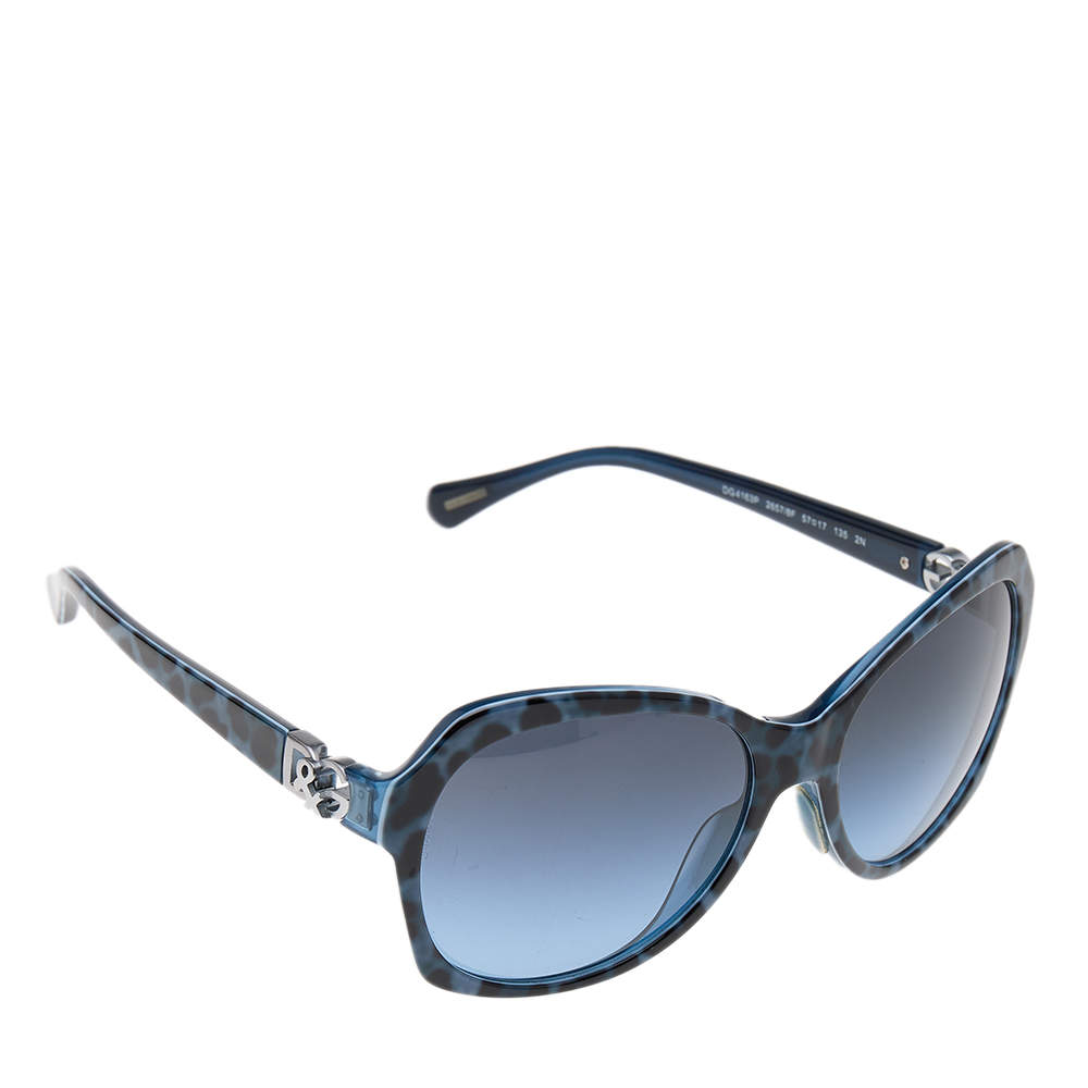 Pre Owned نظارة شمسية دولتشي أند غابانا كبيرة دي جي 4163بي متدرجة أزرق/ حيوان أزرق