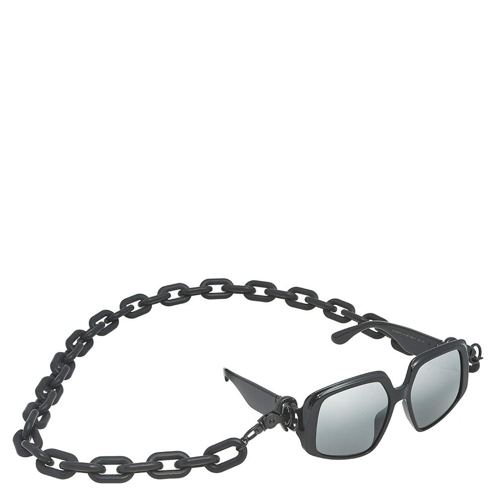 مملوكة مسبقًا Dolce and Gabbana DG4386-F Chain Embellished Oversized Geometric Mirrored Sunglasses