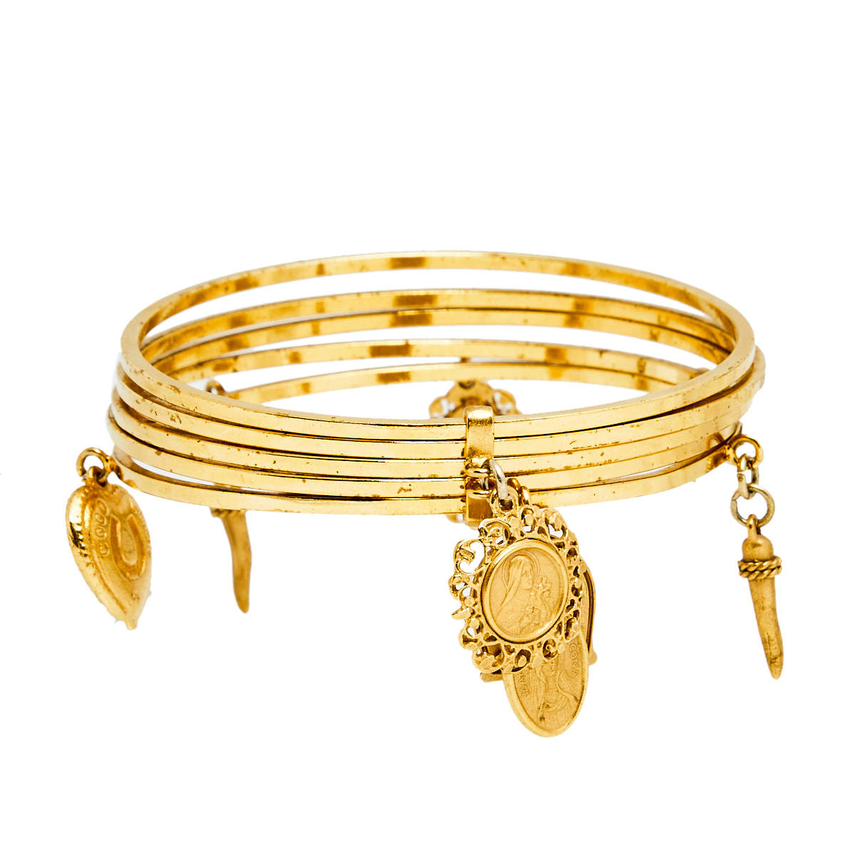 Pre Owned سوار دولتشي أند غابانا معدن ذهبي اللون مزين دلايات متعددة