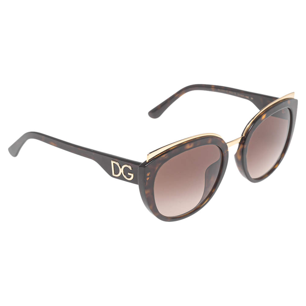 Pre Owned Dolce & Gabbana Brown Havana DG4383-F Gradient Oversized Sunglasses