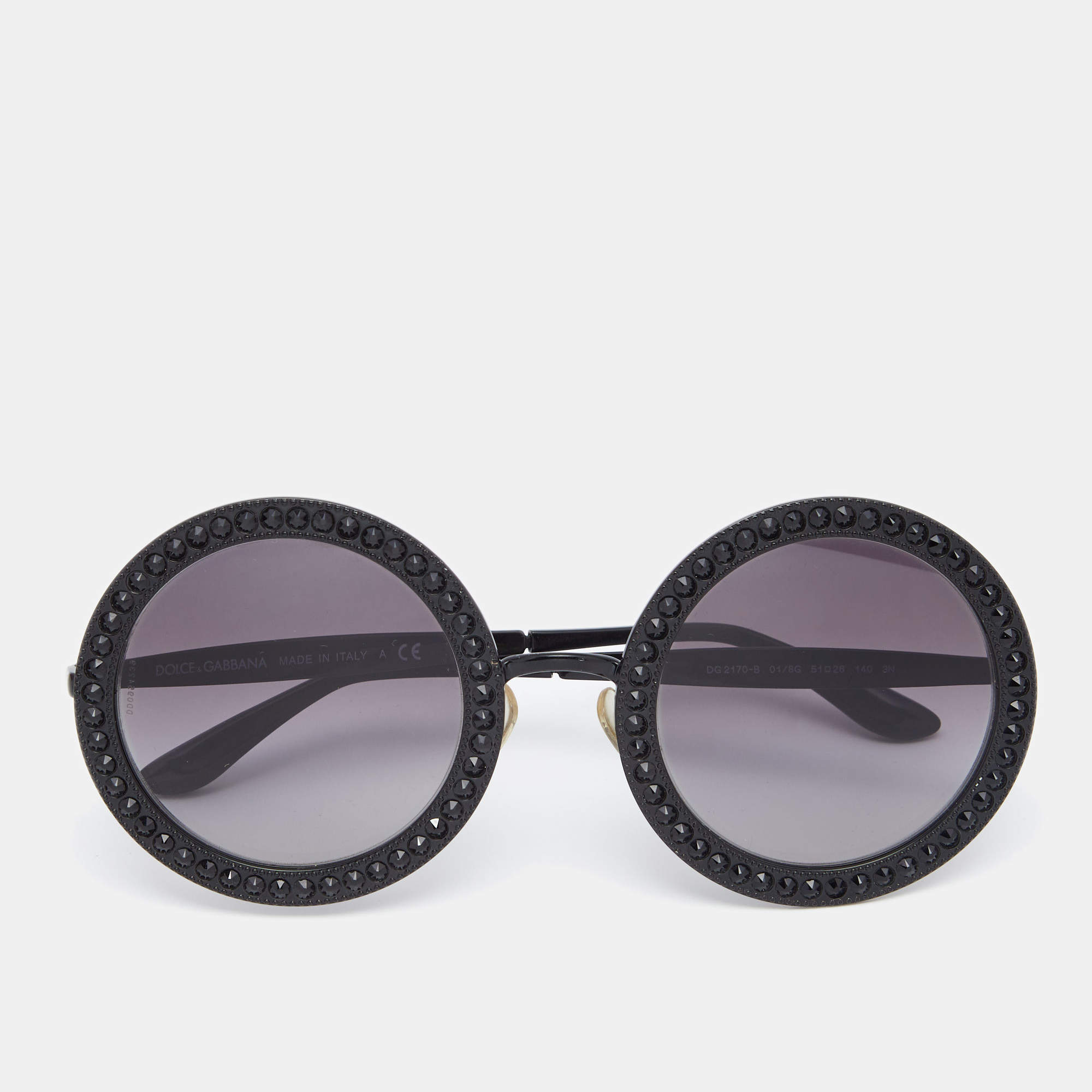 Pre Owned نظارة شمسية دولتشي أند غابانا دي جي 2170 - بي سوداء مستديرة