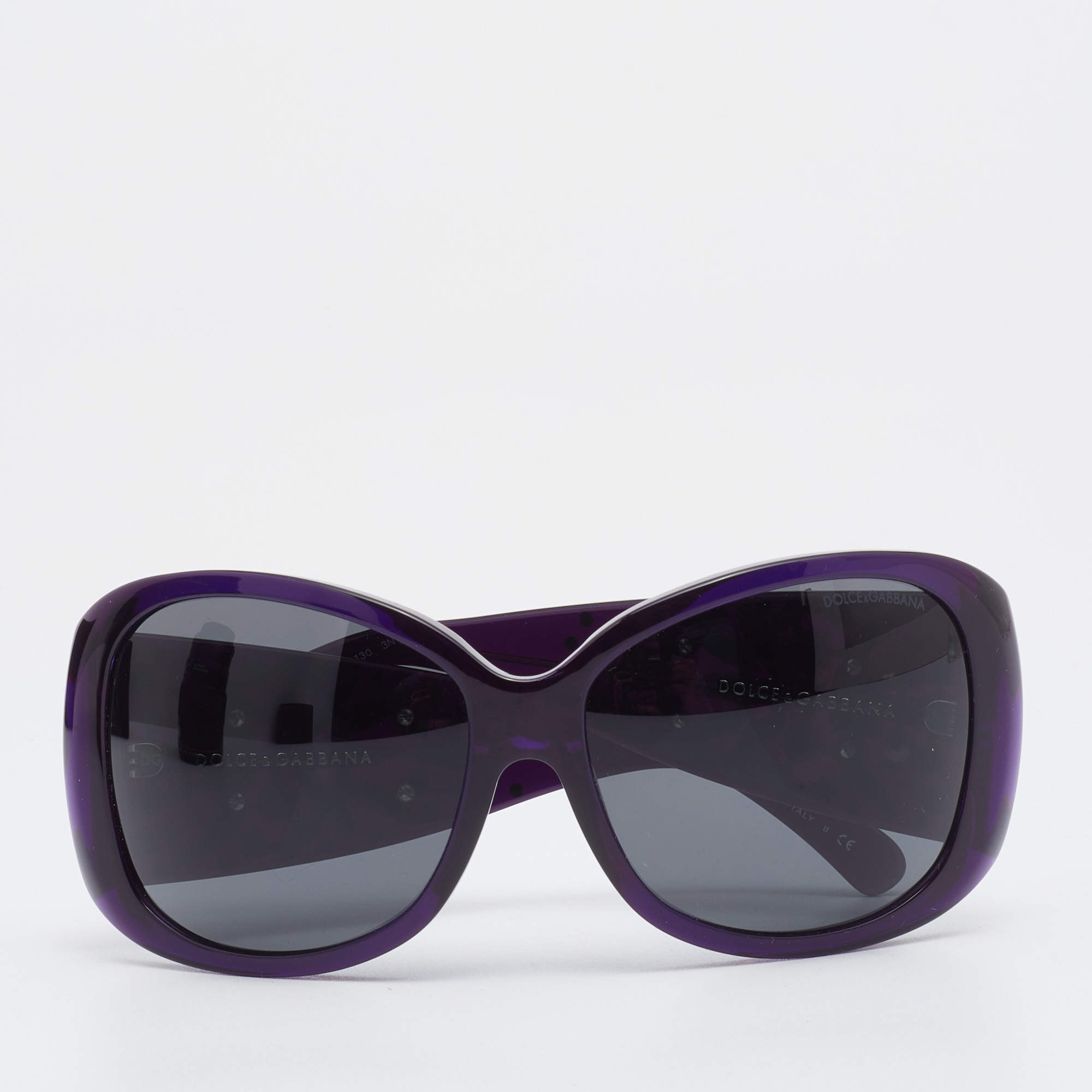 مملوكة مسبقًا Dolce & Gabbana Purple/ Grey Limited Edition DG 4043 Embellished Oversized Sunglasses