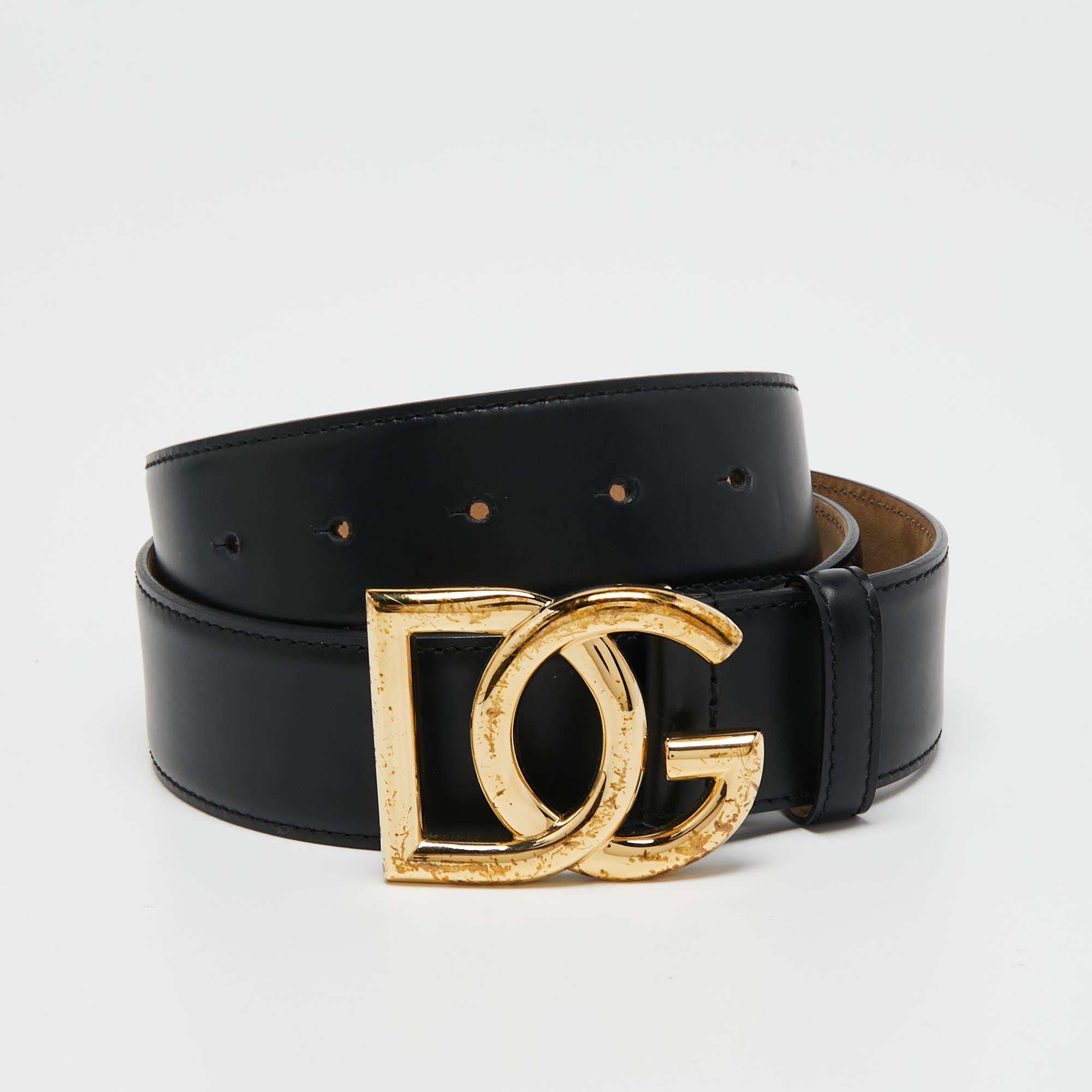 Pre Owned Dolce & Gabbana Black Leather Belt 90 cm