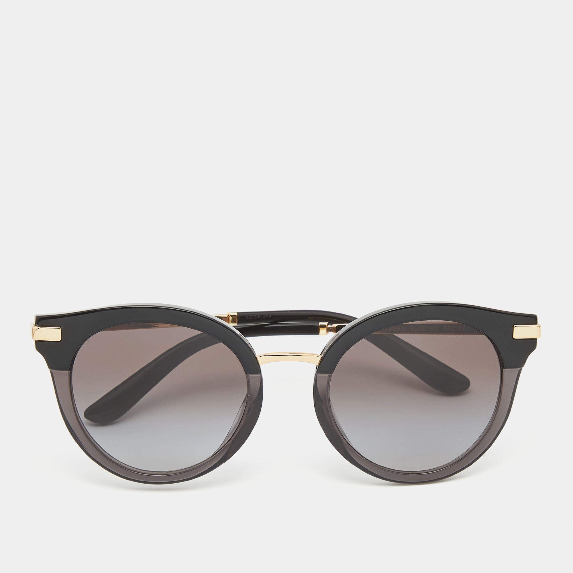 Pre Owned Dolce & Gabbana Black/Gold Gradient Cat Eye Sunglasses