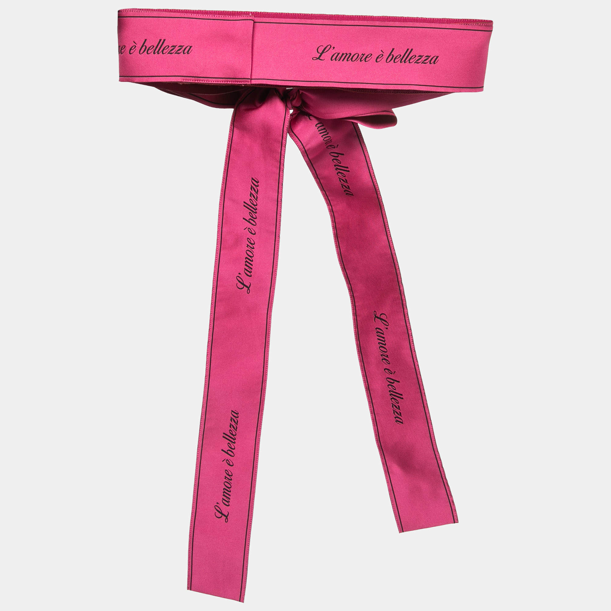 Pre Owned Dolce & Gabbana Pink L' amore e Bellezza Bow Waist Belt S