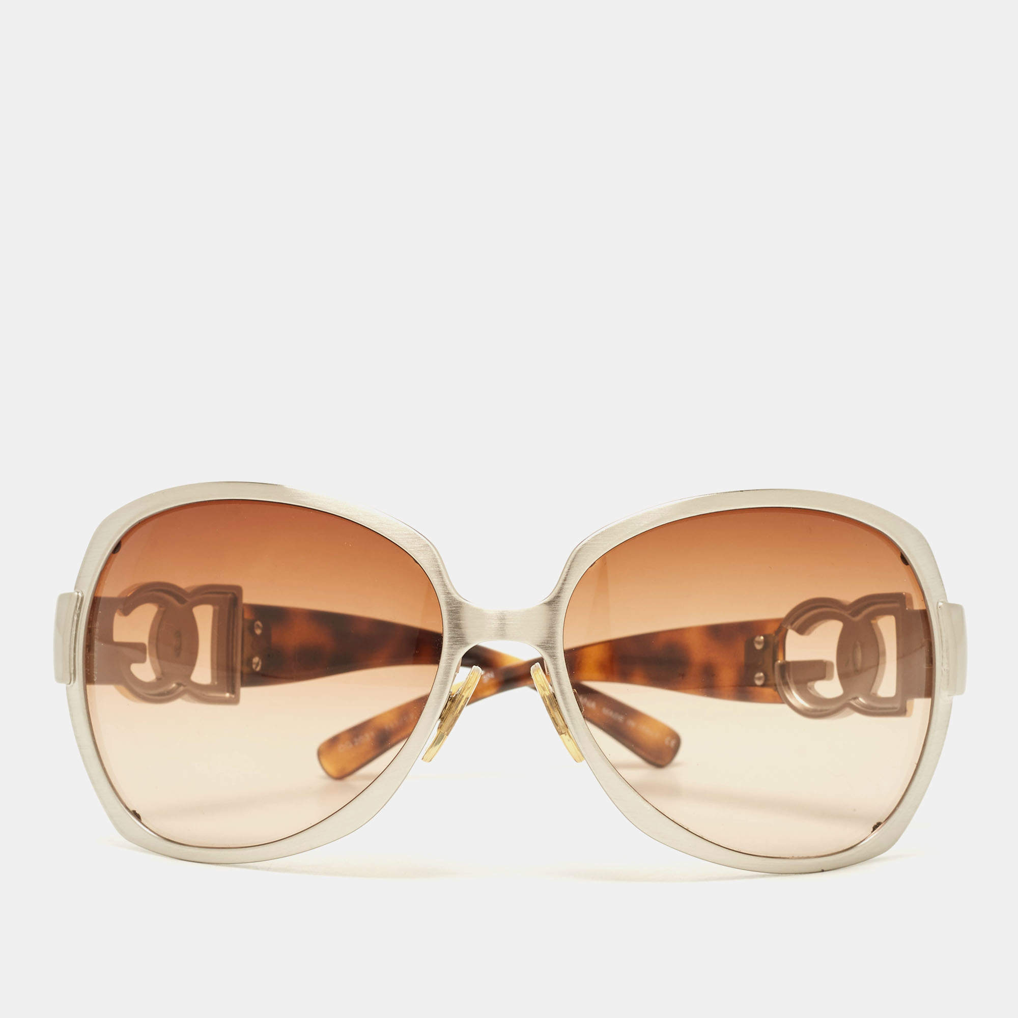 Pre Owned Dolce & Gabbana Brown DG Logo Gradient Oversized Sunglasses