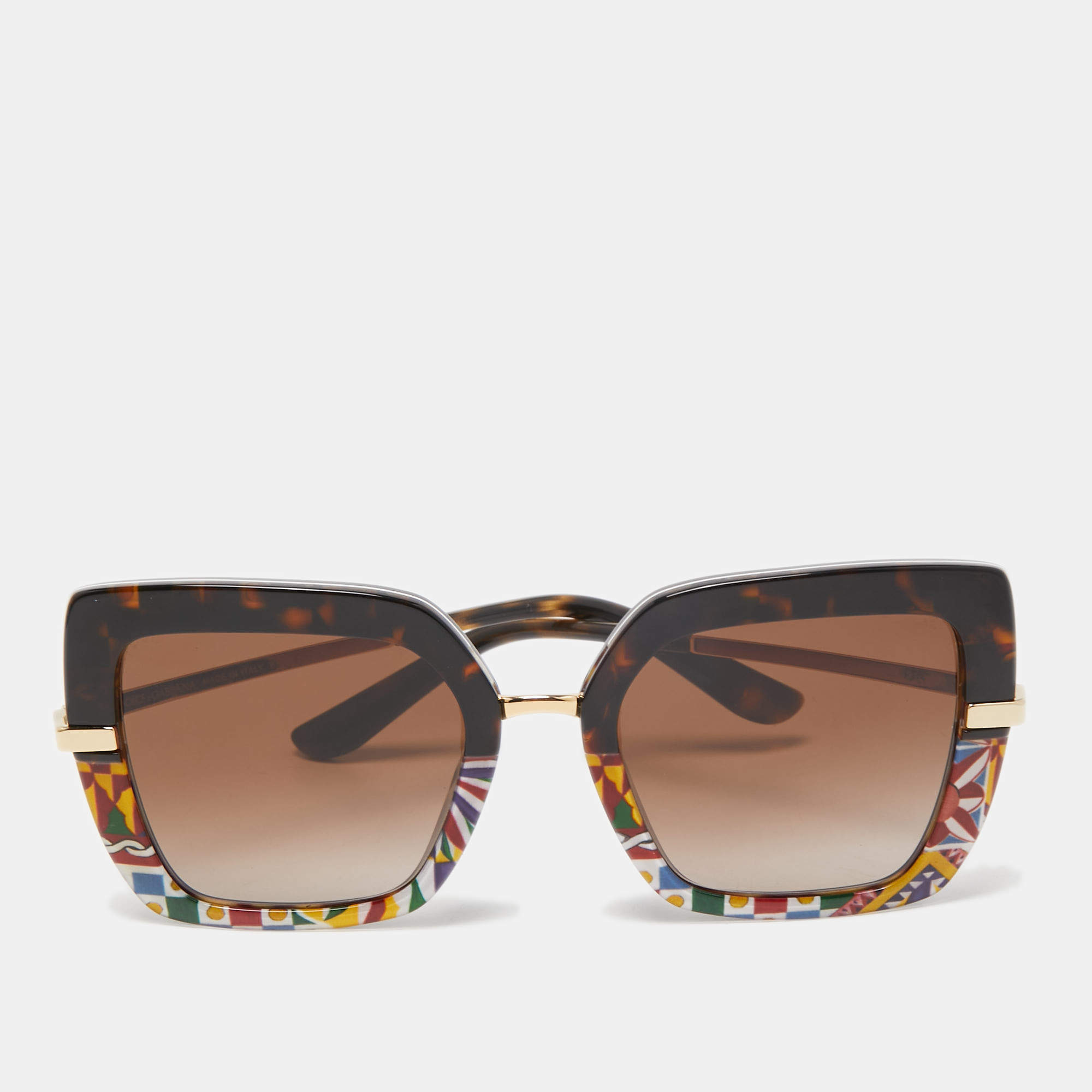 Pre Owned Dolce & Gabbana Sicilian Tortoiseshell/Brown Gradient DG4373 Oversized Sunglasses