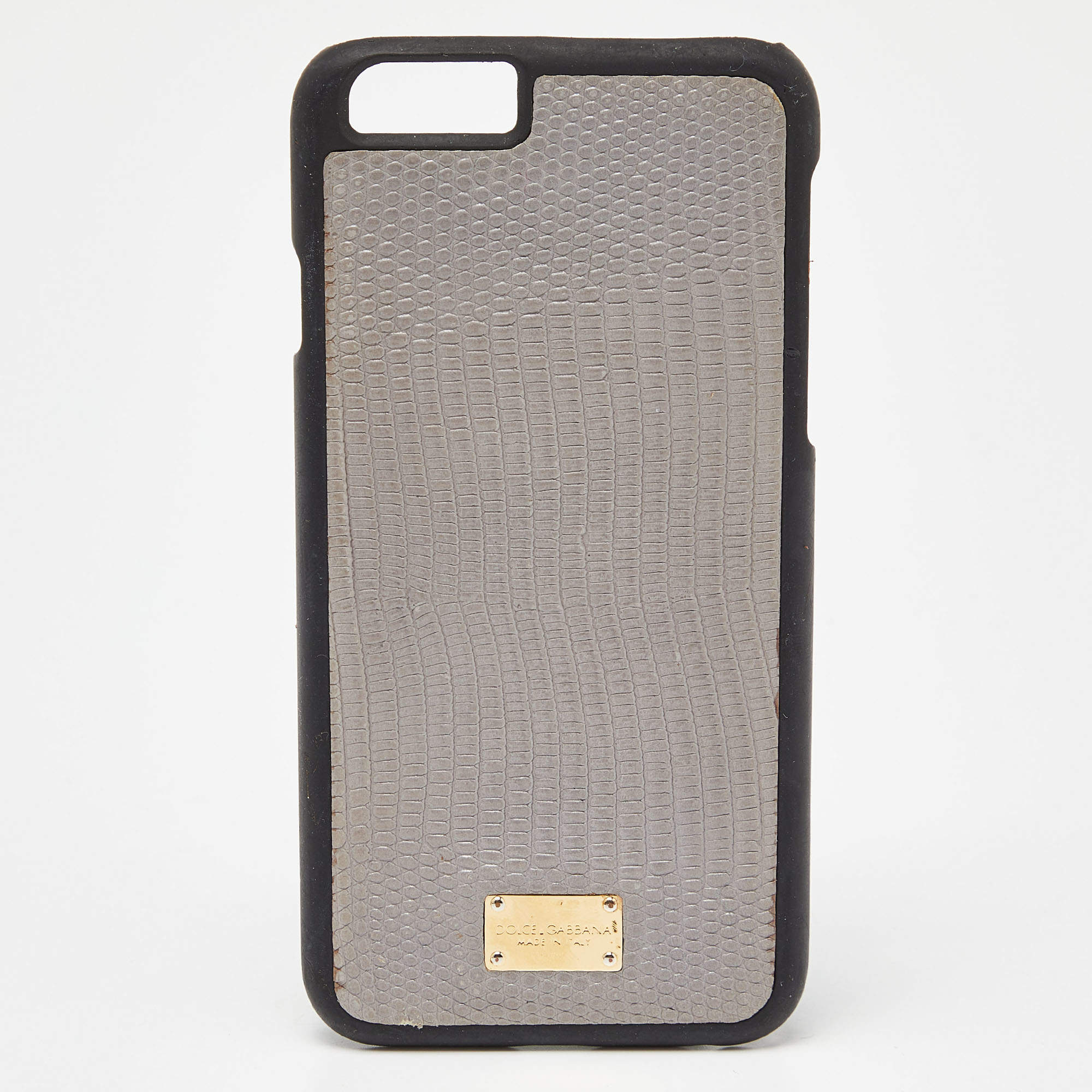 Dolce & Gabbana Grey Lizard Embossed Leather iPhone 6 Cover