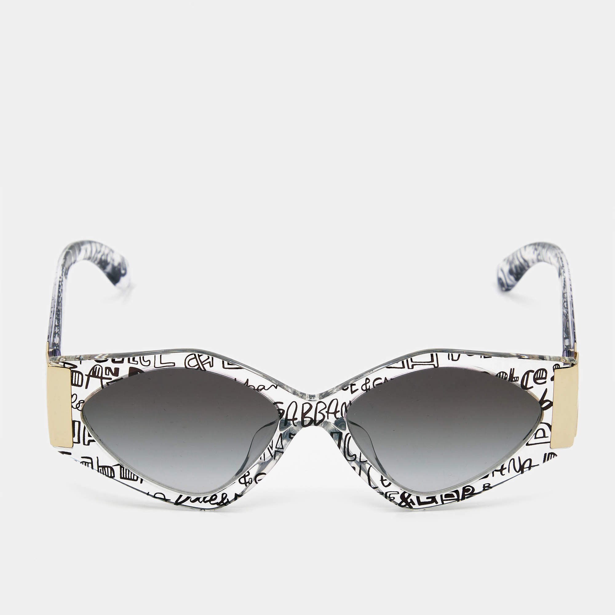 Pre Owned Dolce & Gabbana Grey Gradient DG4396 Graffiti Oval Sunglasses