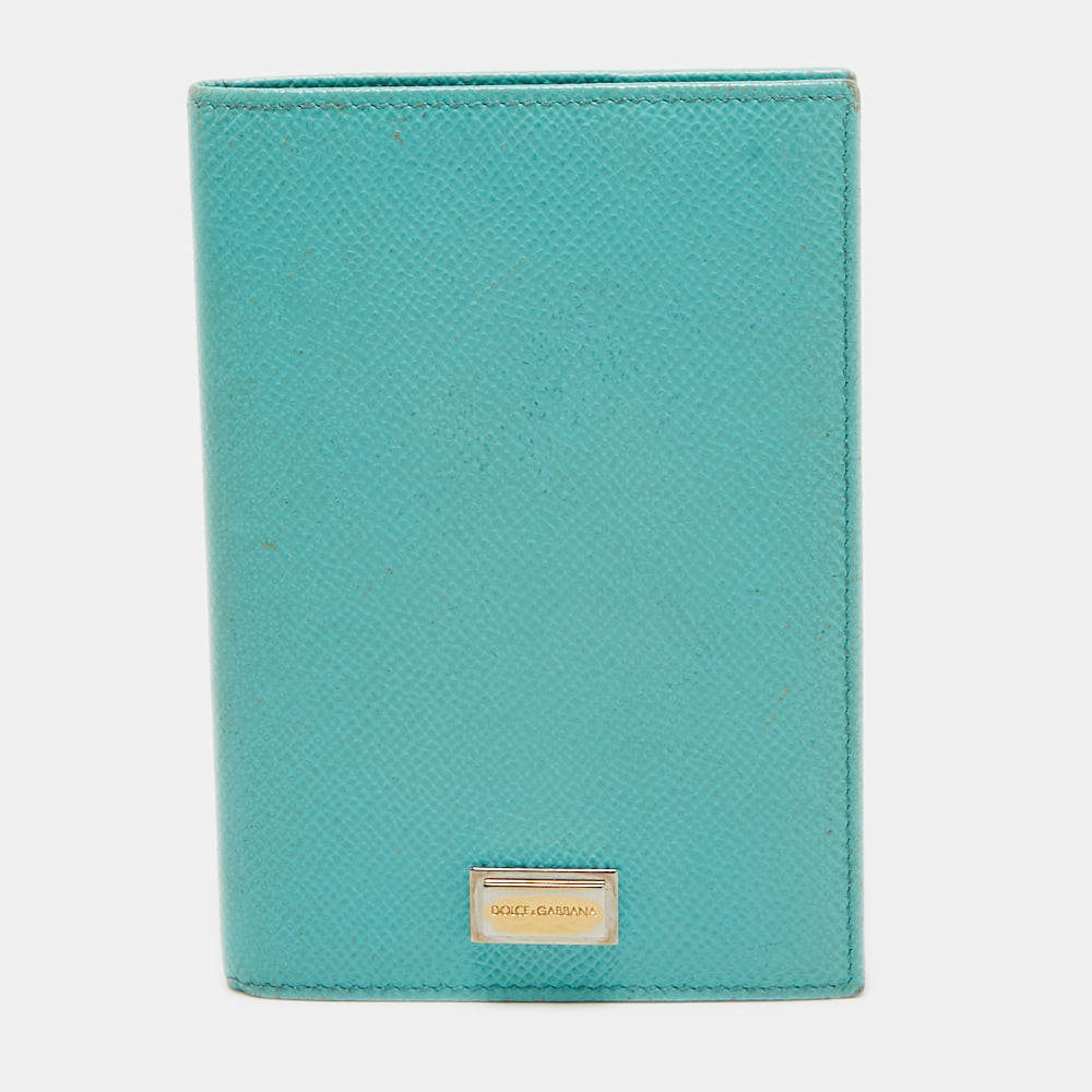 Dolce & Gabbana Turquoise Leather Passport Holder