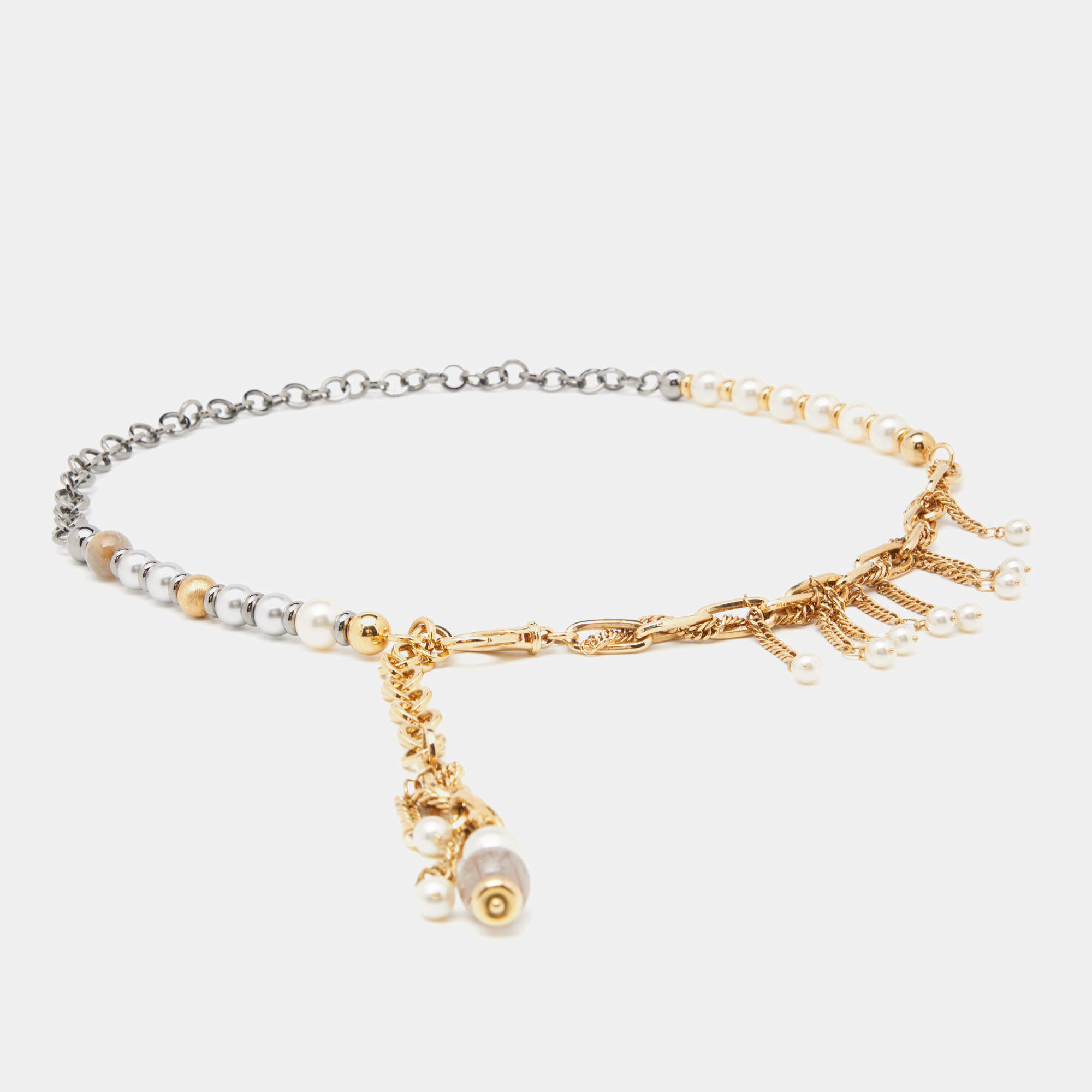 Dolce & Gabbana Faux Pearl Agate Two Tone Belt