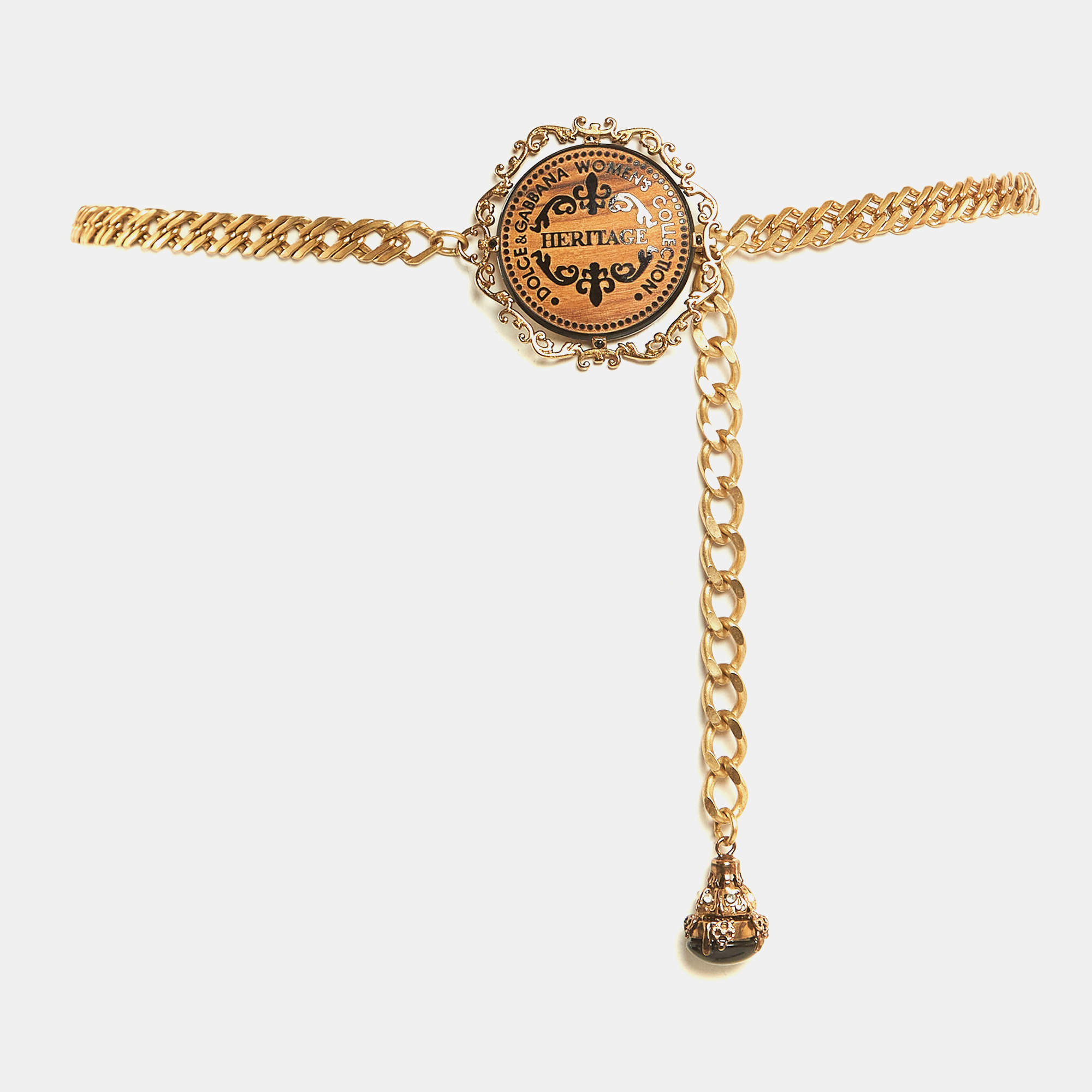 Pre Owned Dolce & Gabbana Gold Heritage Chain Belt