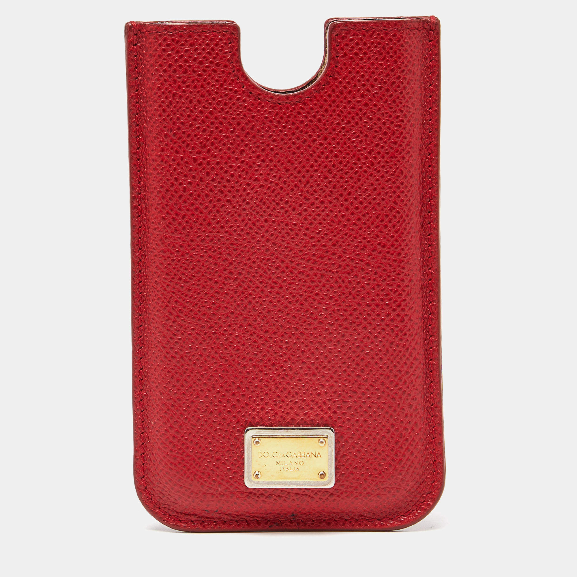 Pre Owned Dolce & Gabbana Red Leather iPhone 4G Case