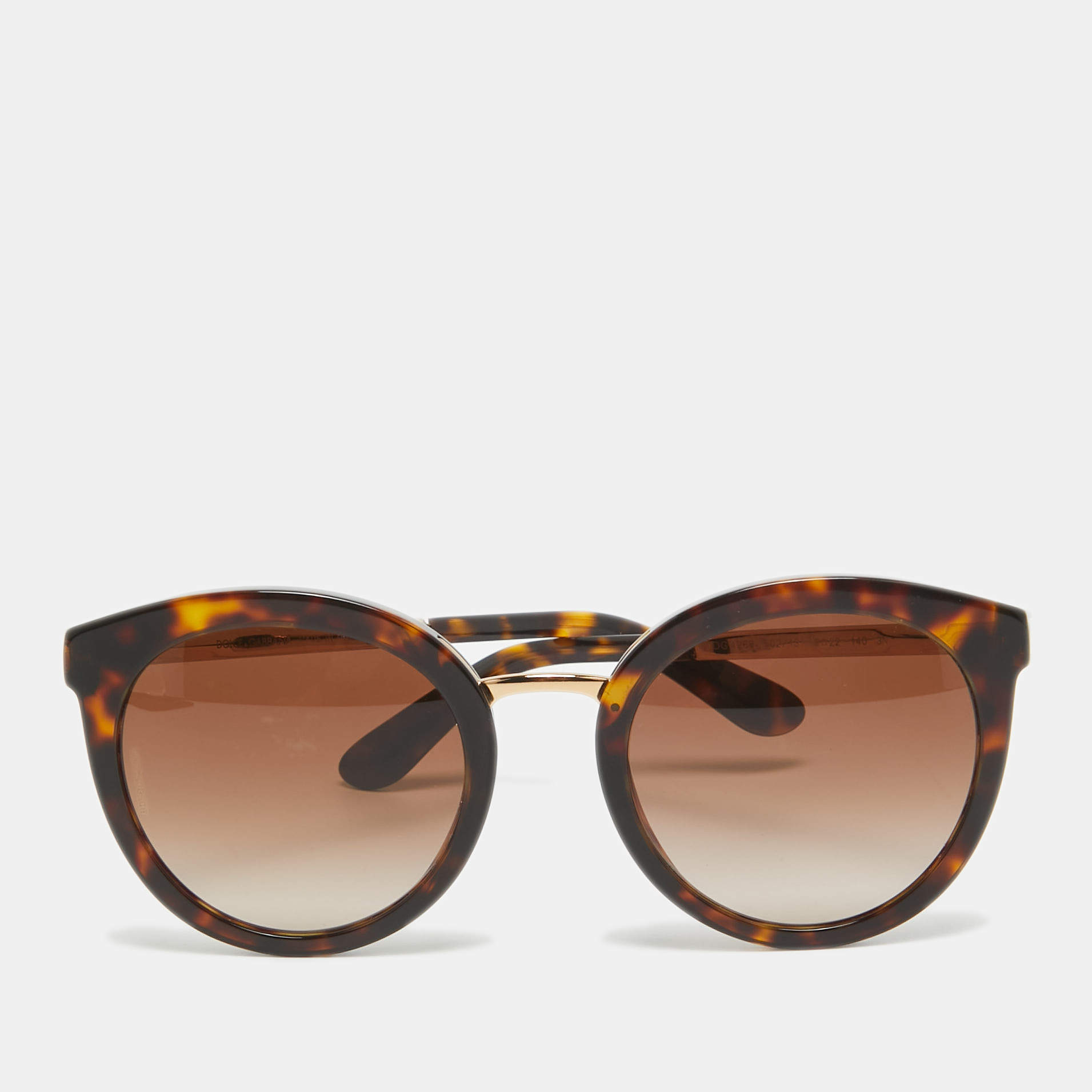 Pre Owned Dolce & Gabbana Tortoise Brown Gradient DG4268 Round Sunglasses