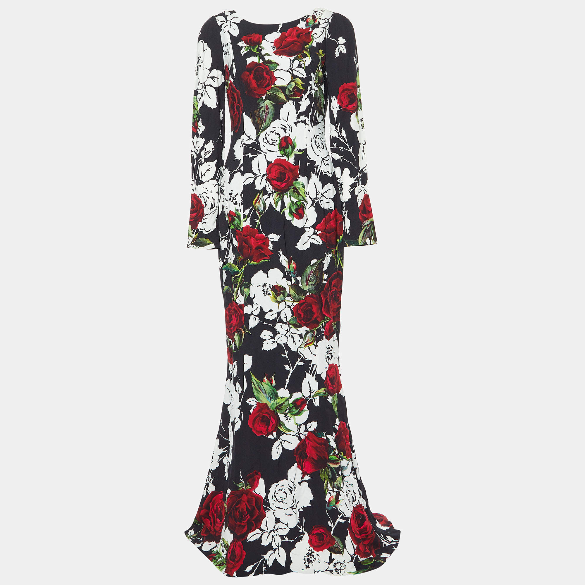 Pre Owned Dolce & Gabbana Black Floral Print Maxi Dress M