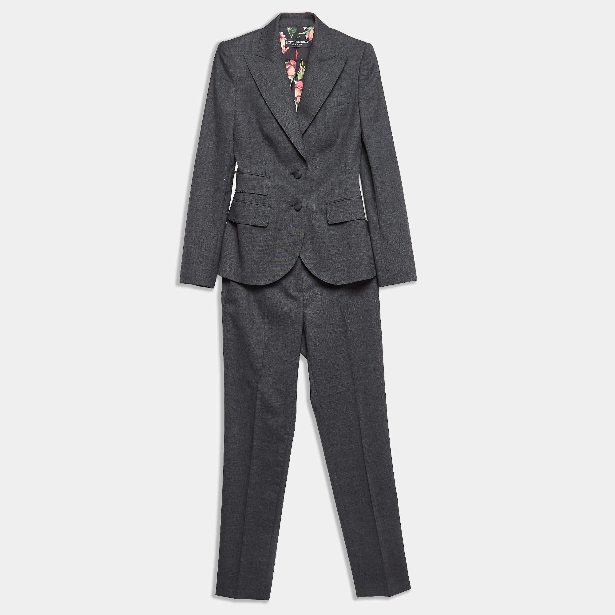 Dolce & Gabbana Grey Wool Blend Blazer & Pants Set XS