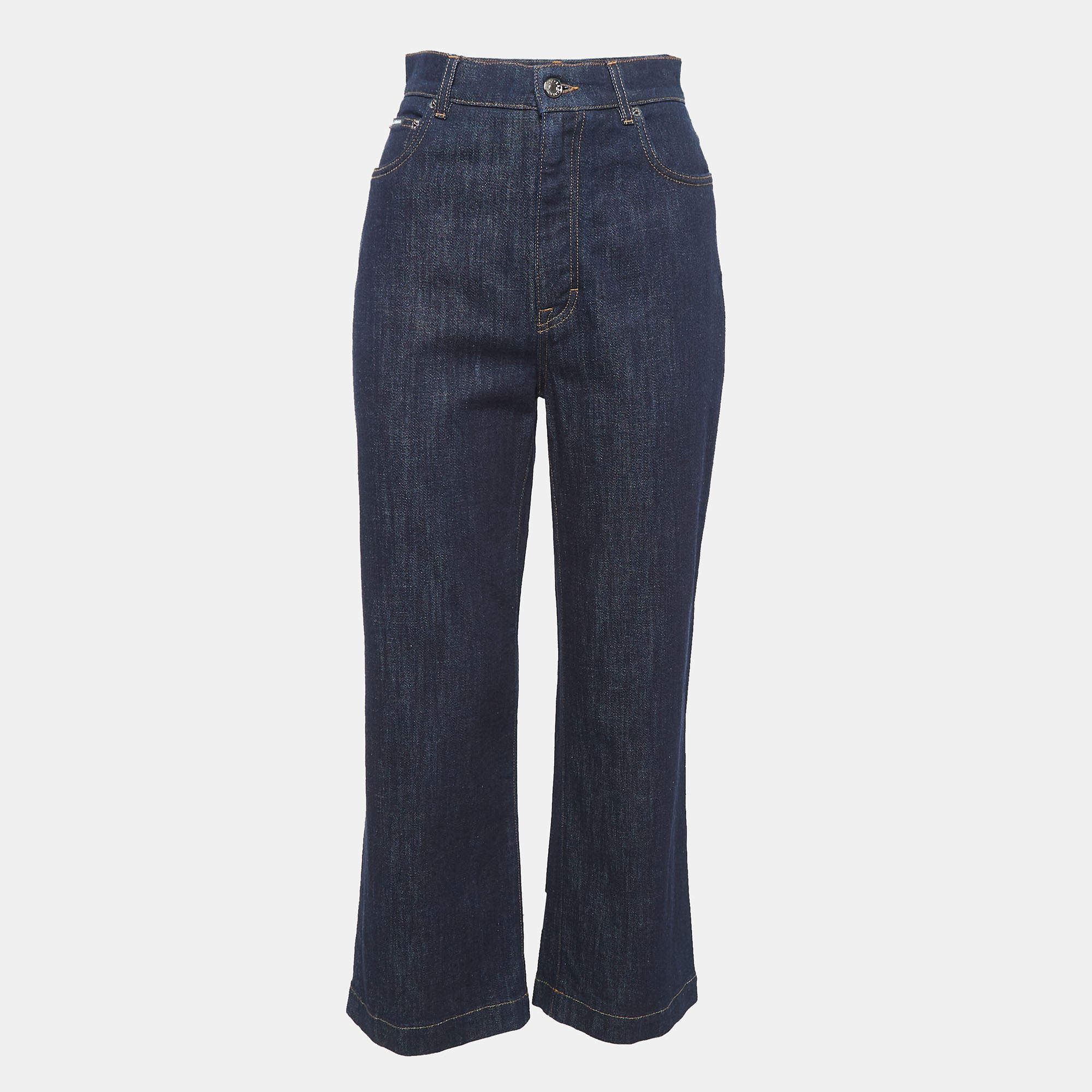 Pre Owned Dolce & Gabbana Navy Blue Denim High Rise Jeans S Waist 26"