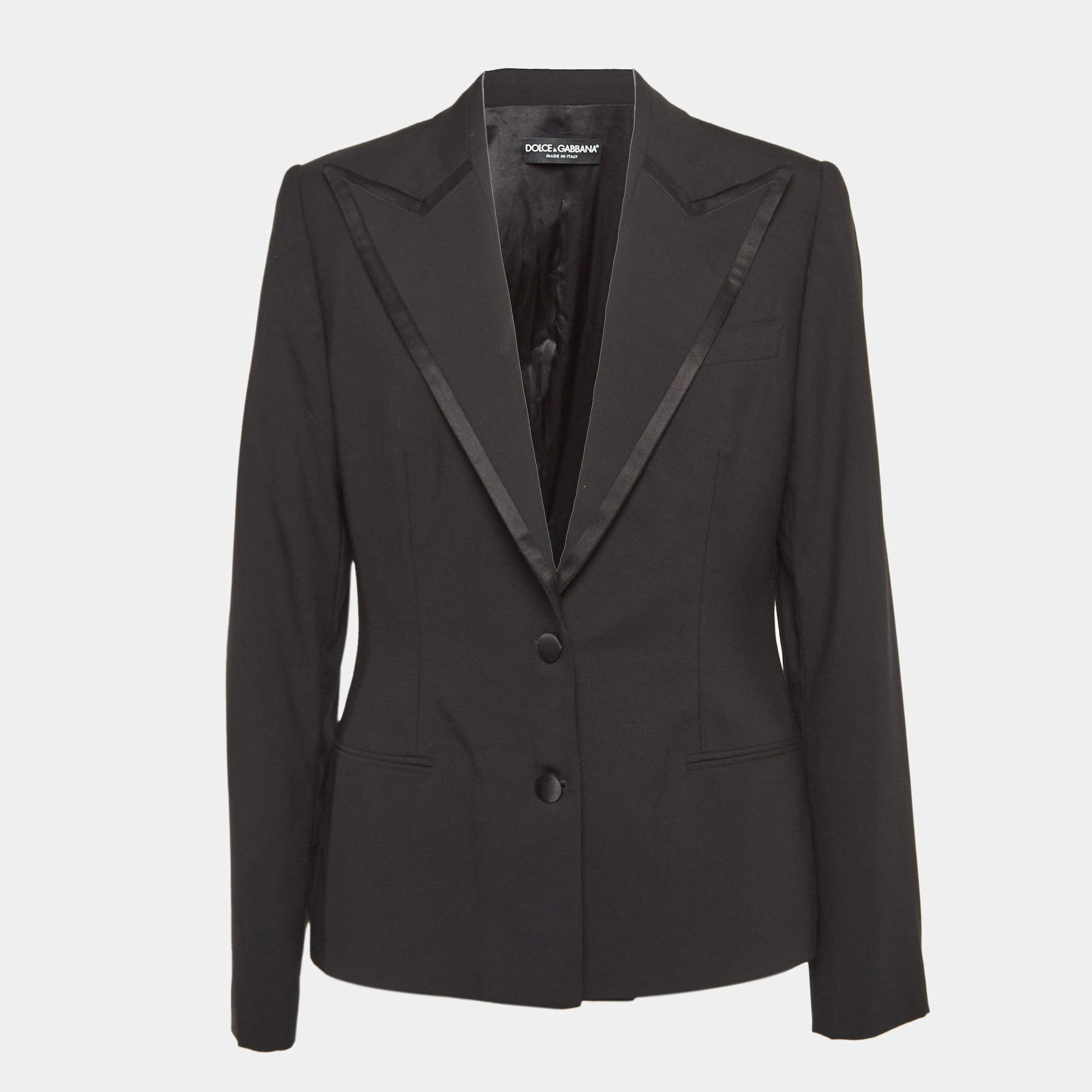 Pre Owned Dolce & Gabbana Black Wool Blend Single Breasted Blazer L